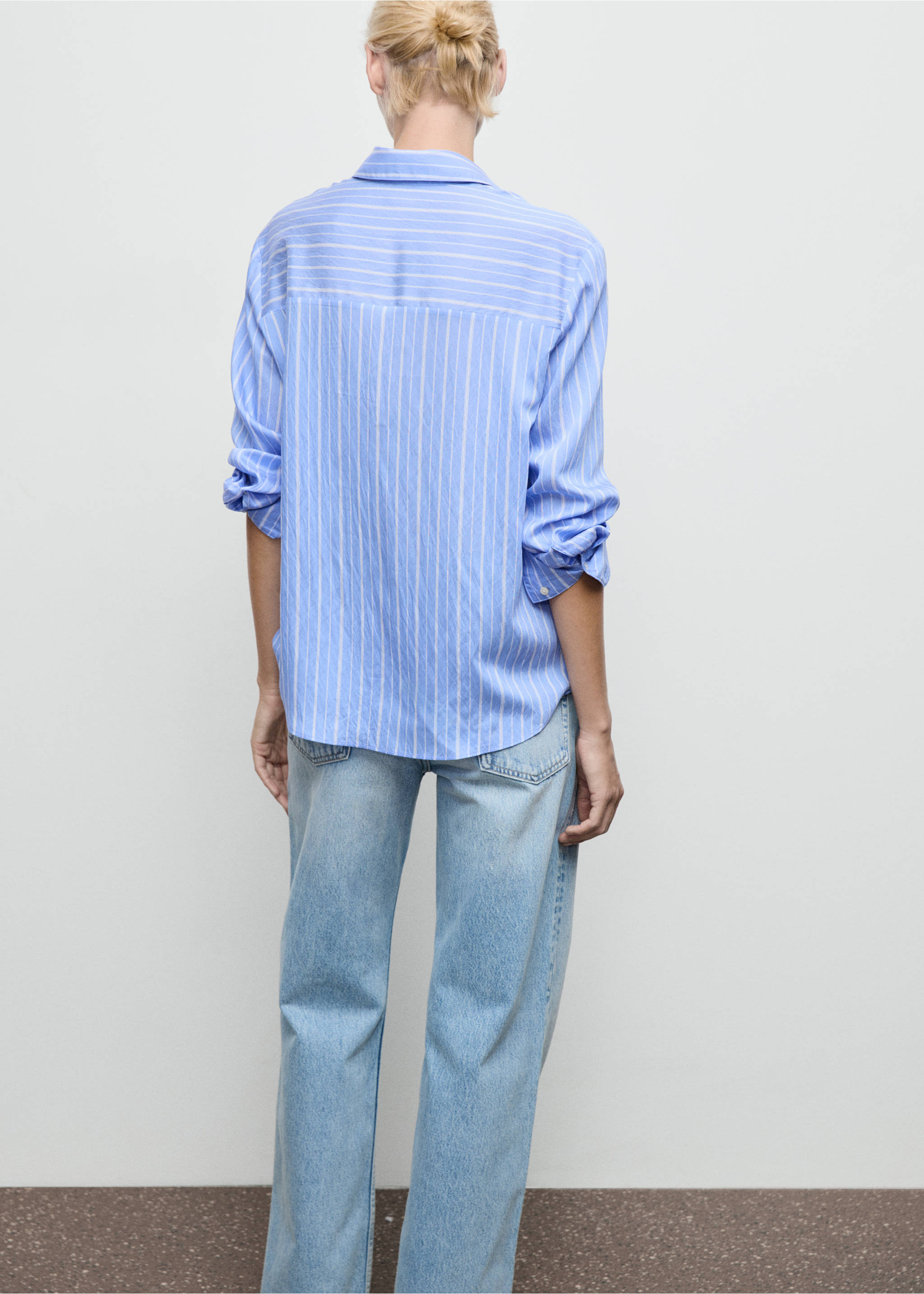 Chemise droite rayures - Verso de l’article, Bleu. Ref: 17095802-00.