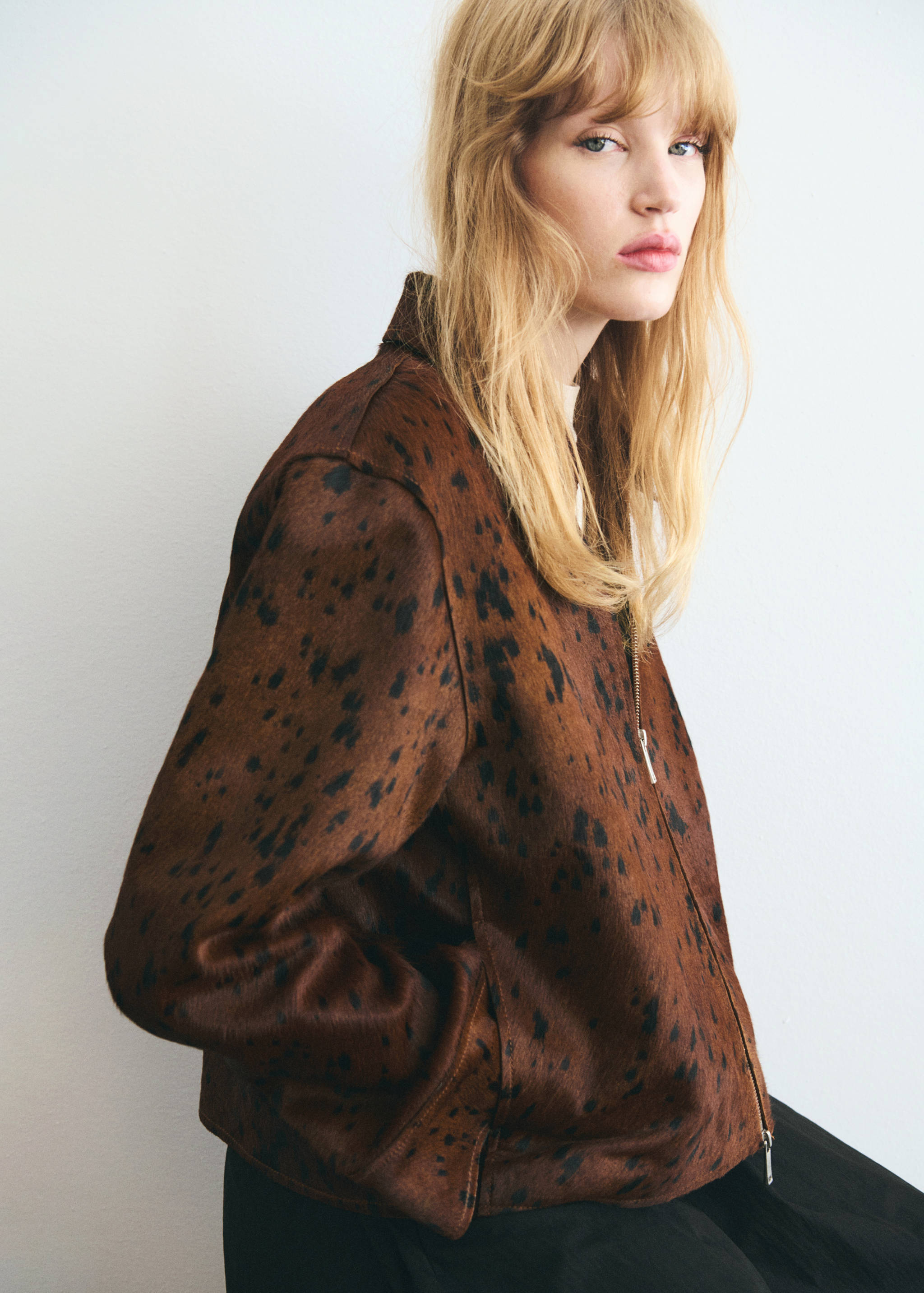 100% leather fur jacket - Medium plane