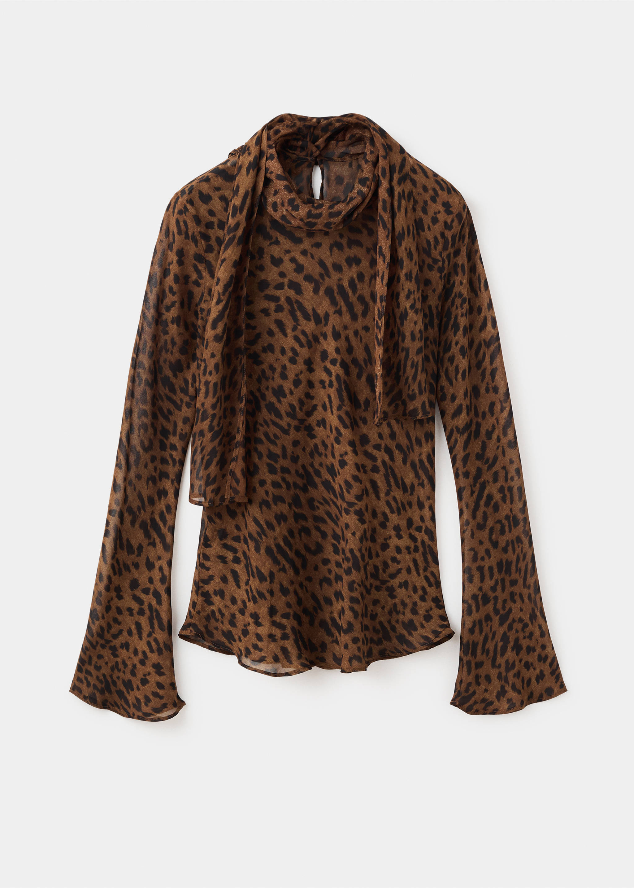 Leopard-print blouse with scarf - Article without model, Black. Ref: 17095813-00.