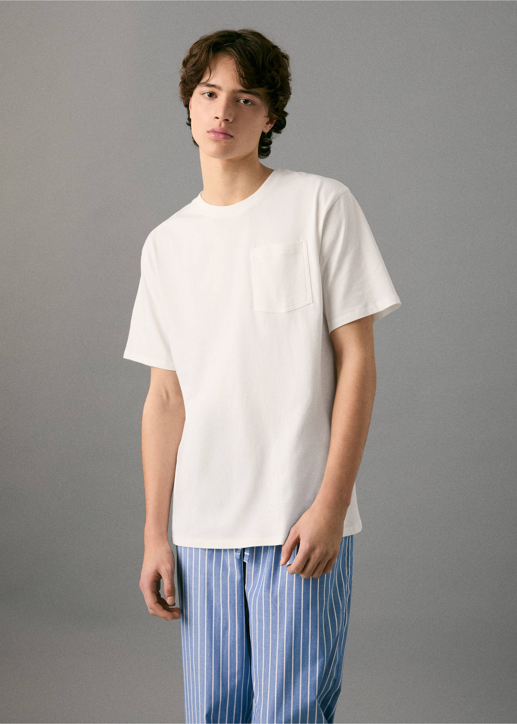 Striped long pyjamas - Medium plane, Off White. Ref: 17095822-00.