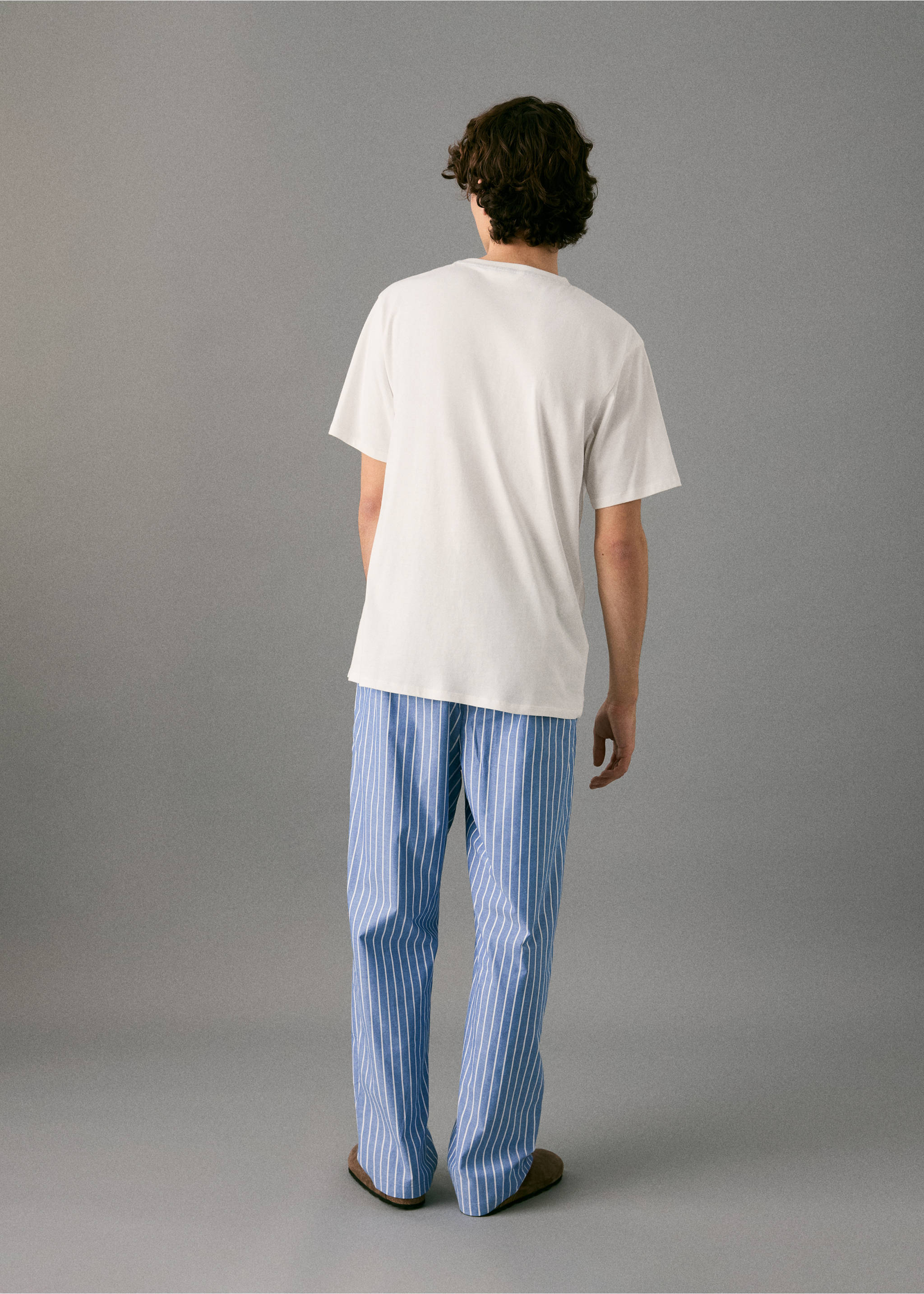 Striped long pyjamas - Reverse of the article, Off White. Ref: 17095822-00.