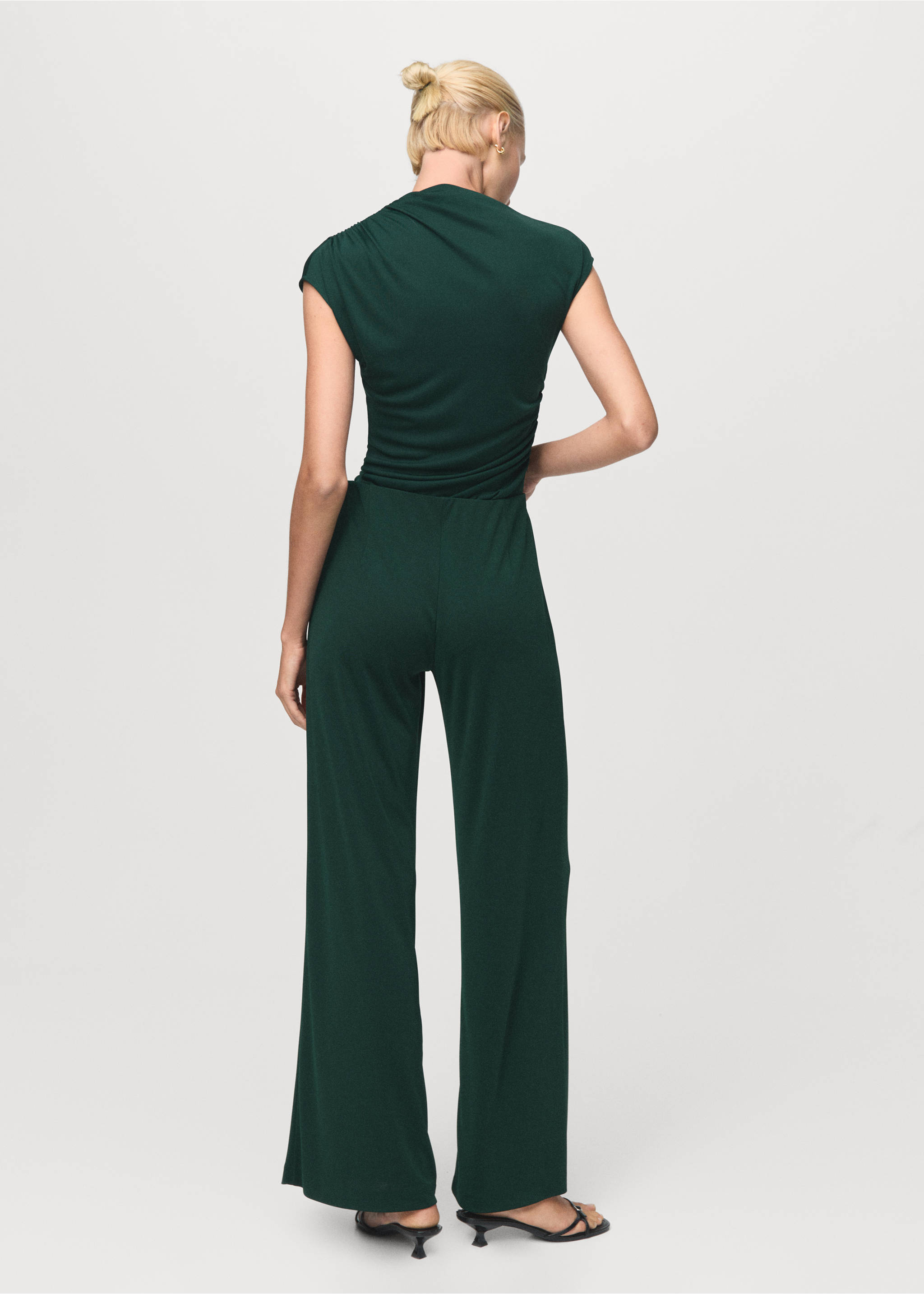 Pleated wide leg trousers - Reverse of the article, Dark Green. Ref: 17095826-00.