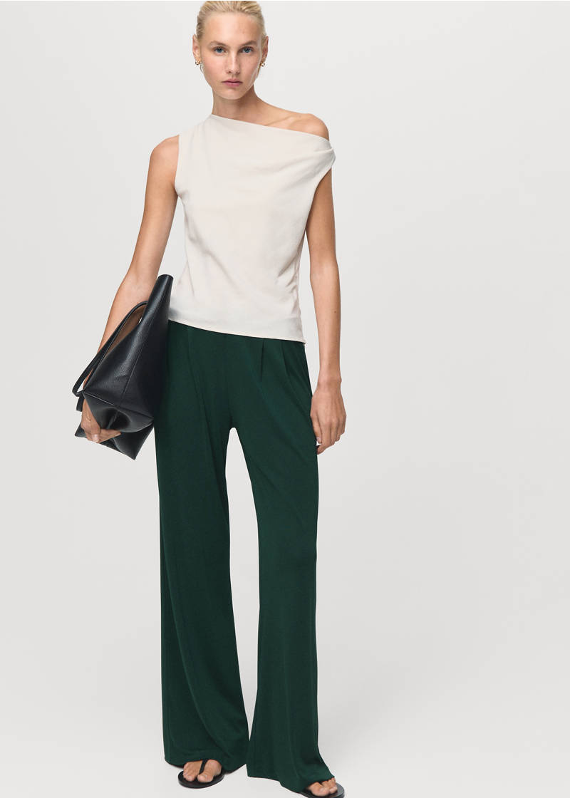 Pleated wide leg trousers - Dark Green