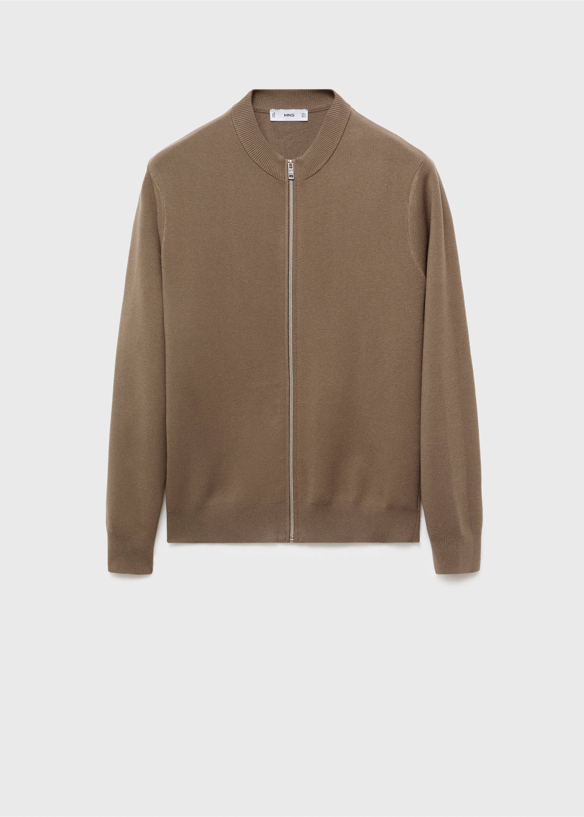 Zipped knit cardigan - Article without model, Medium Brown. Ref: 17095970-00.