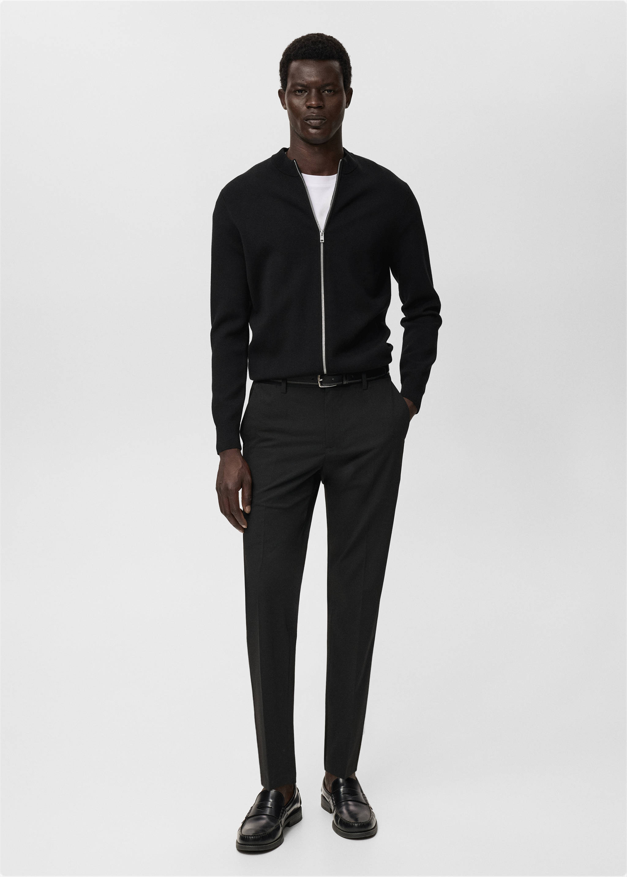 Zipped knit cardigan - General plane, Black. Ref: 17095970-00.