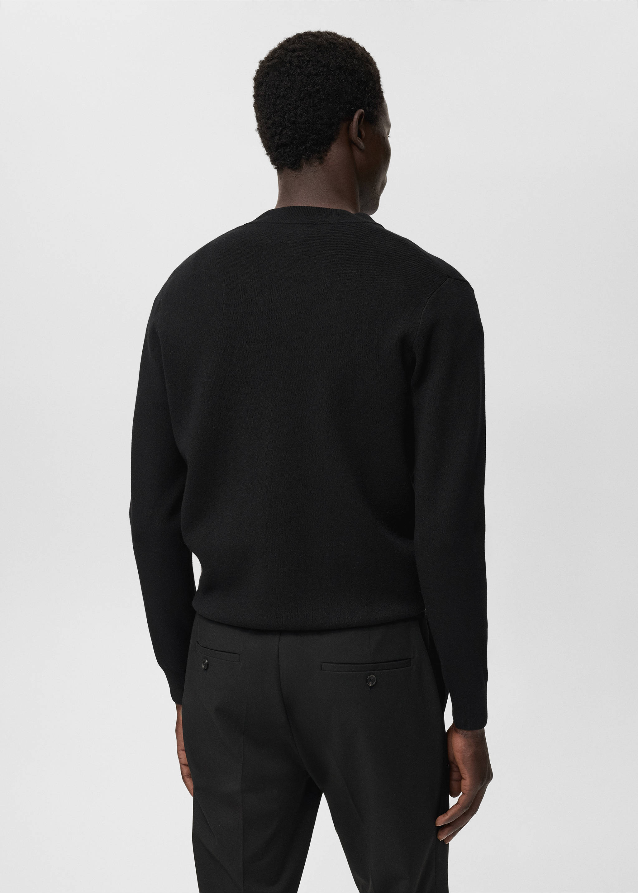 Zipped knit cardigan - Reverse of the article, Black. Ref: 17095970-00.