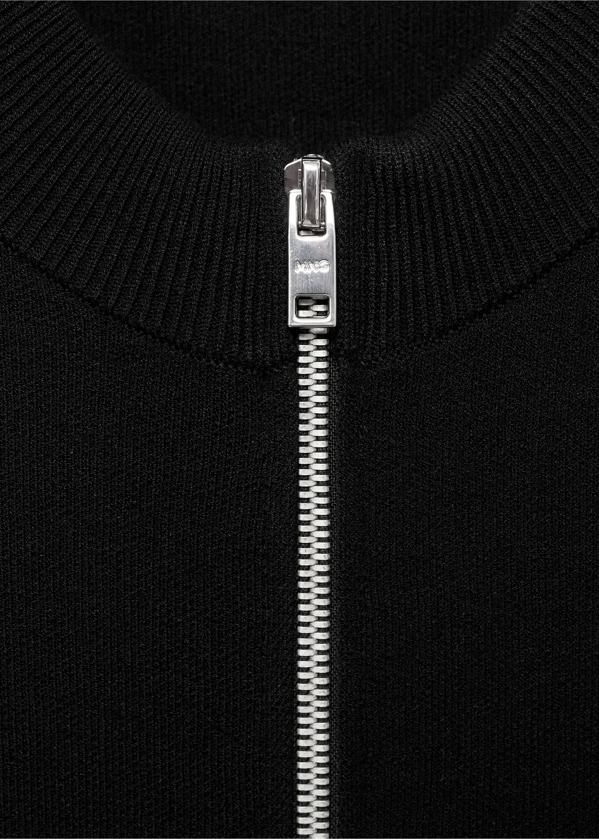 Zipped knit cardigan - Details of the article 8, Black. Ref: 17095970-00.
