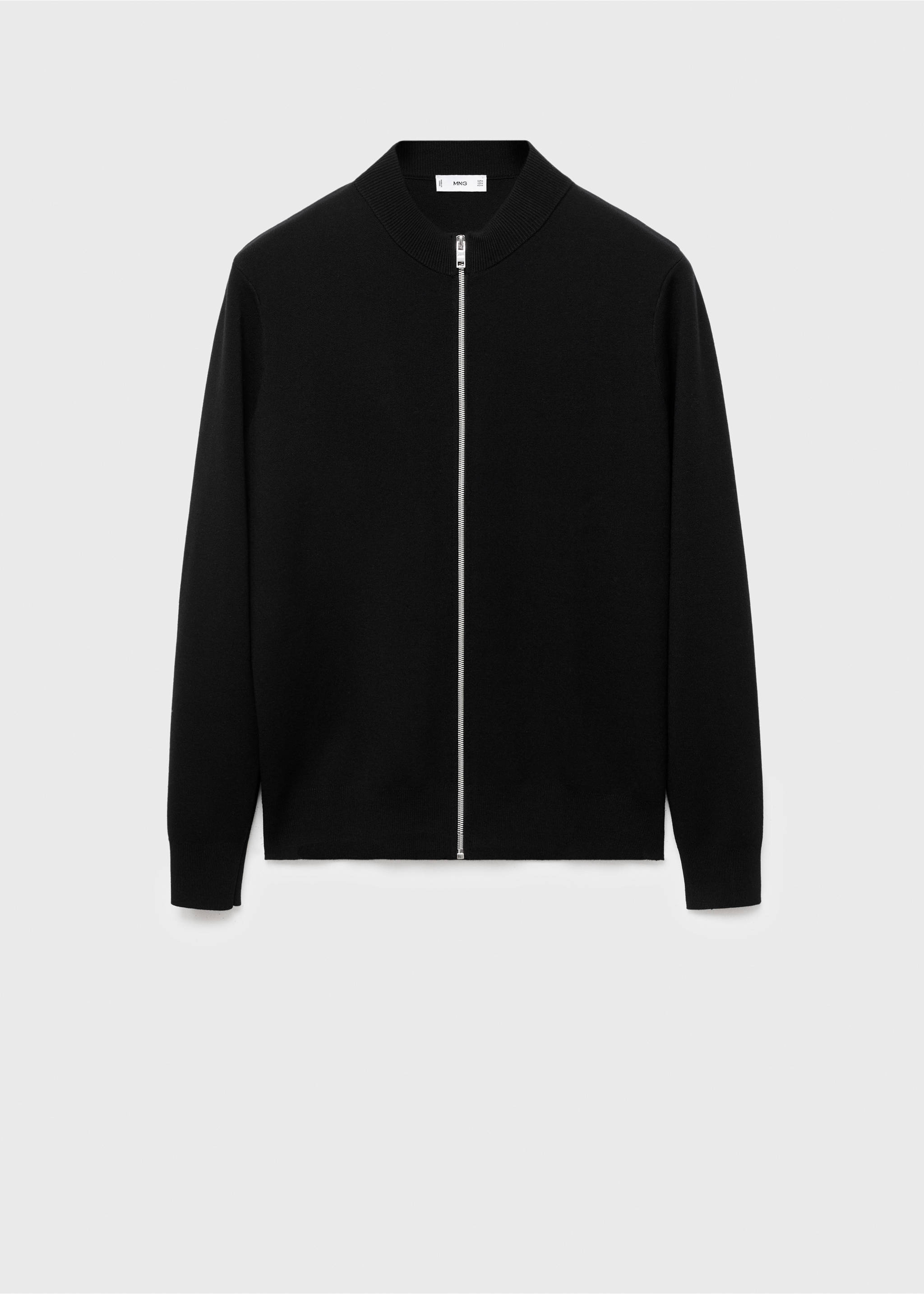 Zipped knit cardigan - Article without model, Black. Ref: 17095970-00.