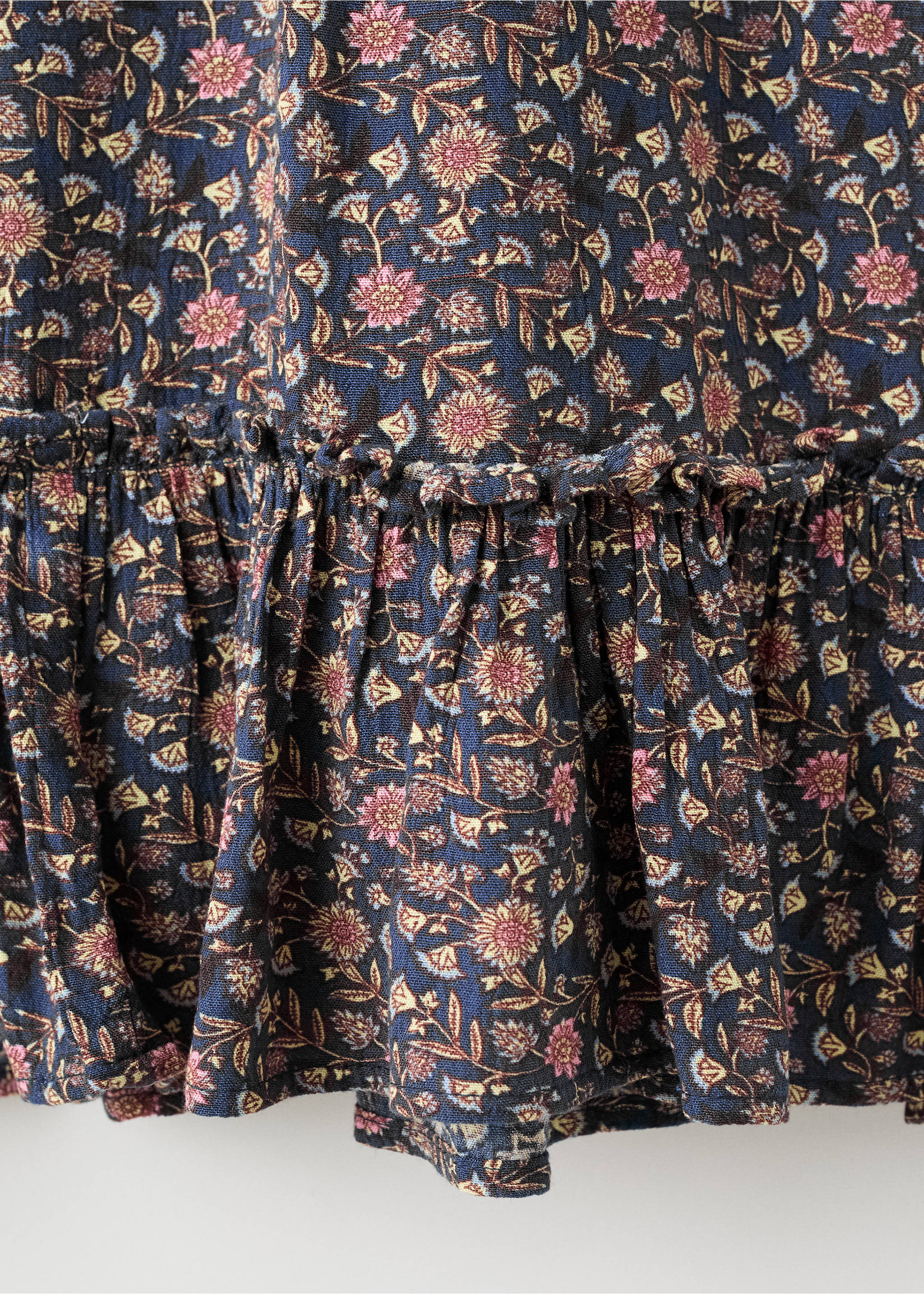 Ruffled printed dress - Details of the article 0, Navy. Ref: 17095972-00.