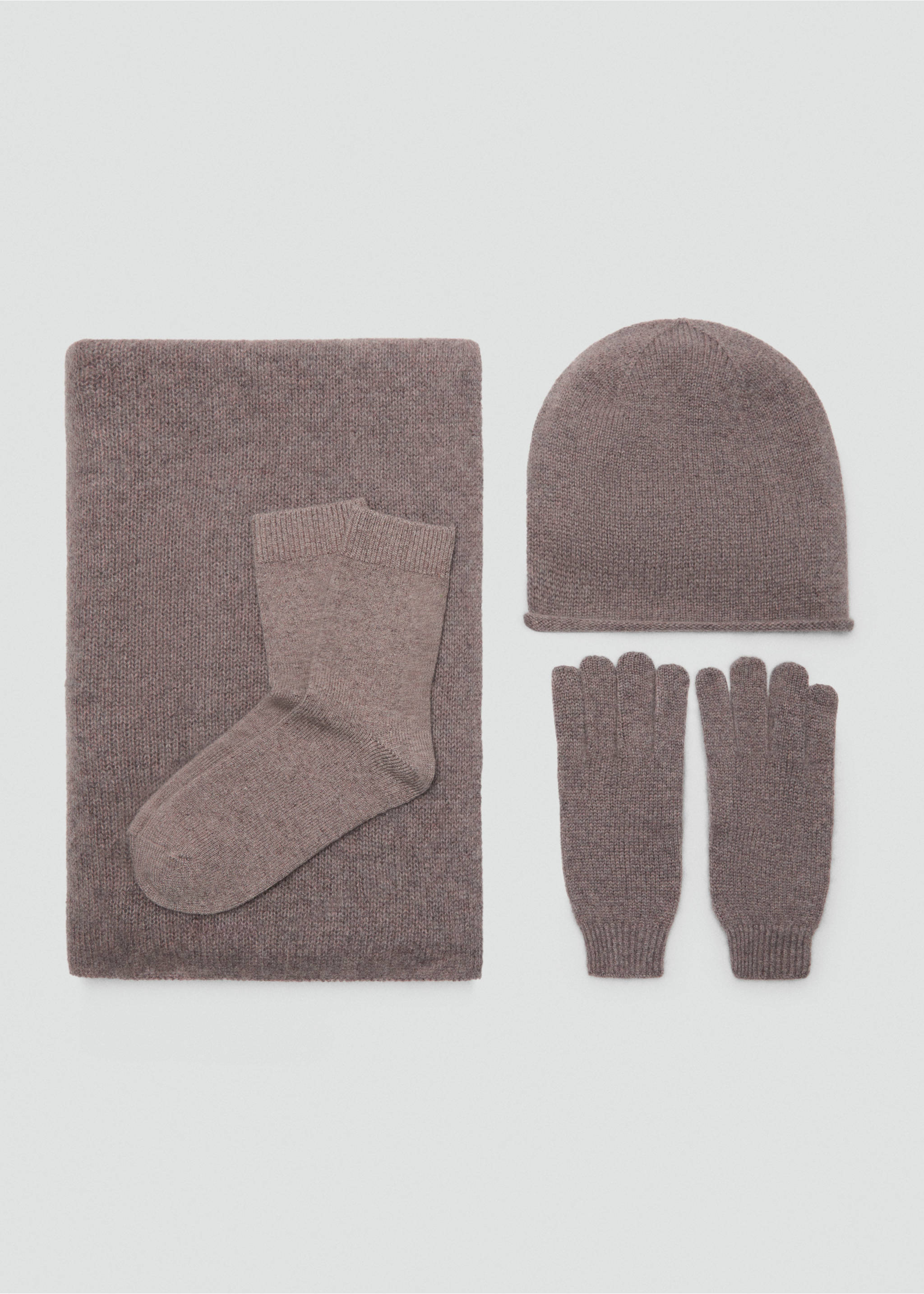100% Cashmere gloves - Details of the article 1, Medium Brown. Ref: 17095975-00.