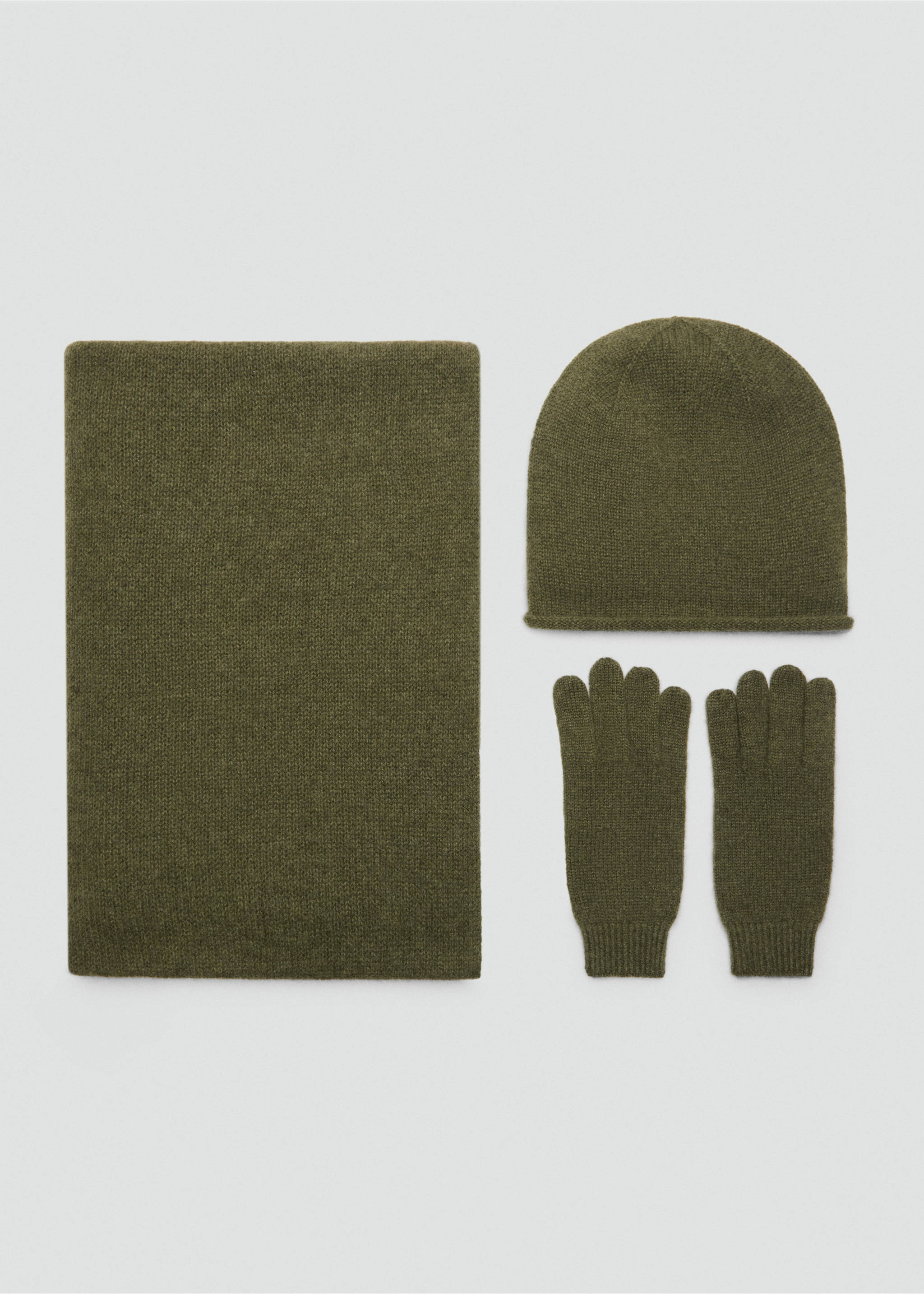 100% Cashmere gloves - Details of the article 1, Medium Green. Ref: 17095975-00.