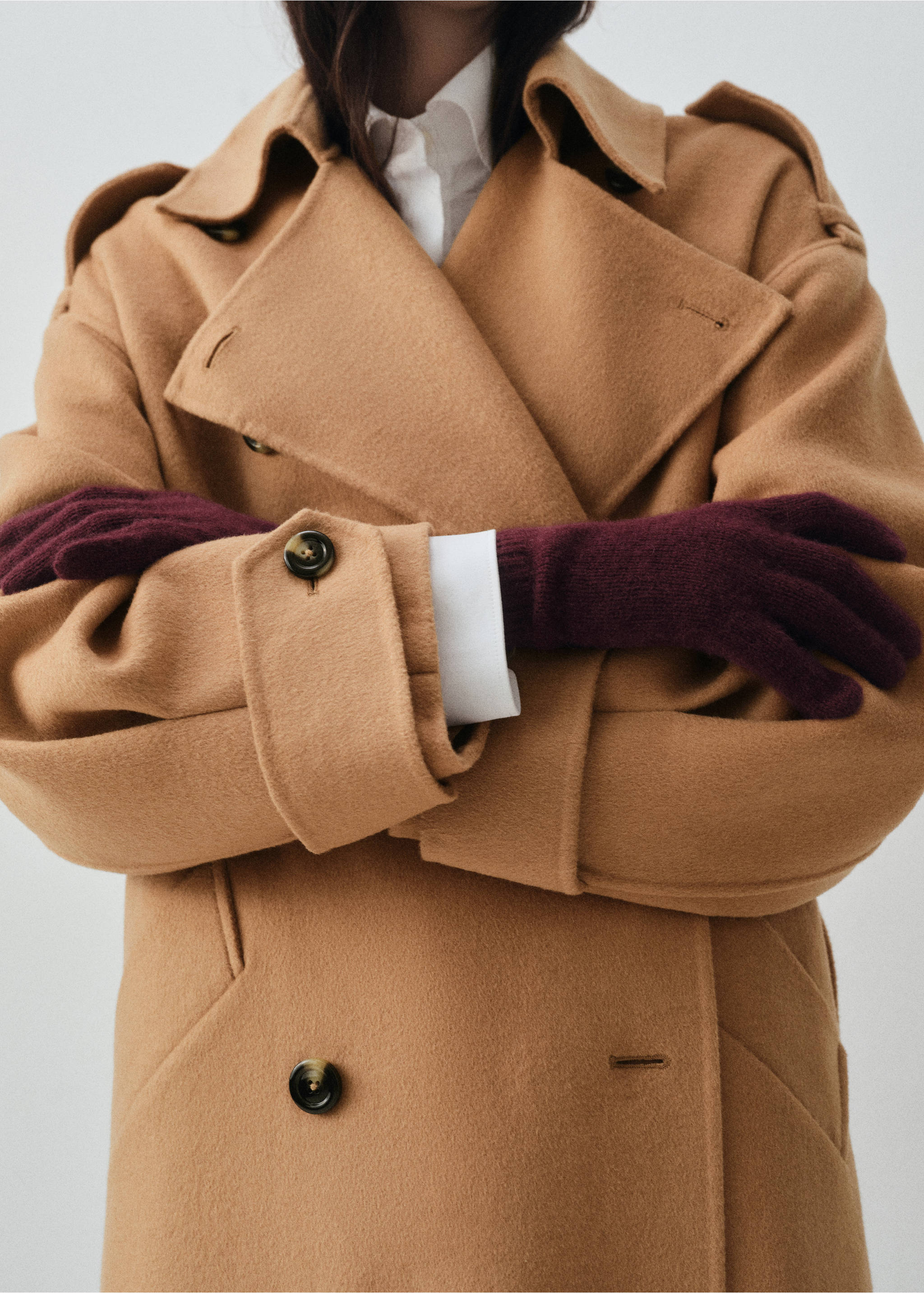 100% Cashmere gloves - General plane, Burgundy. Ref: 17095975-00.