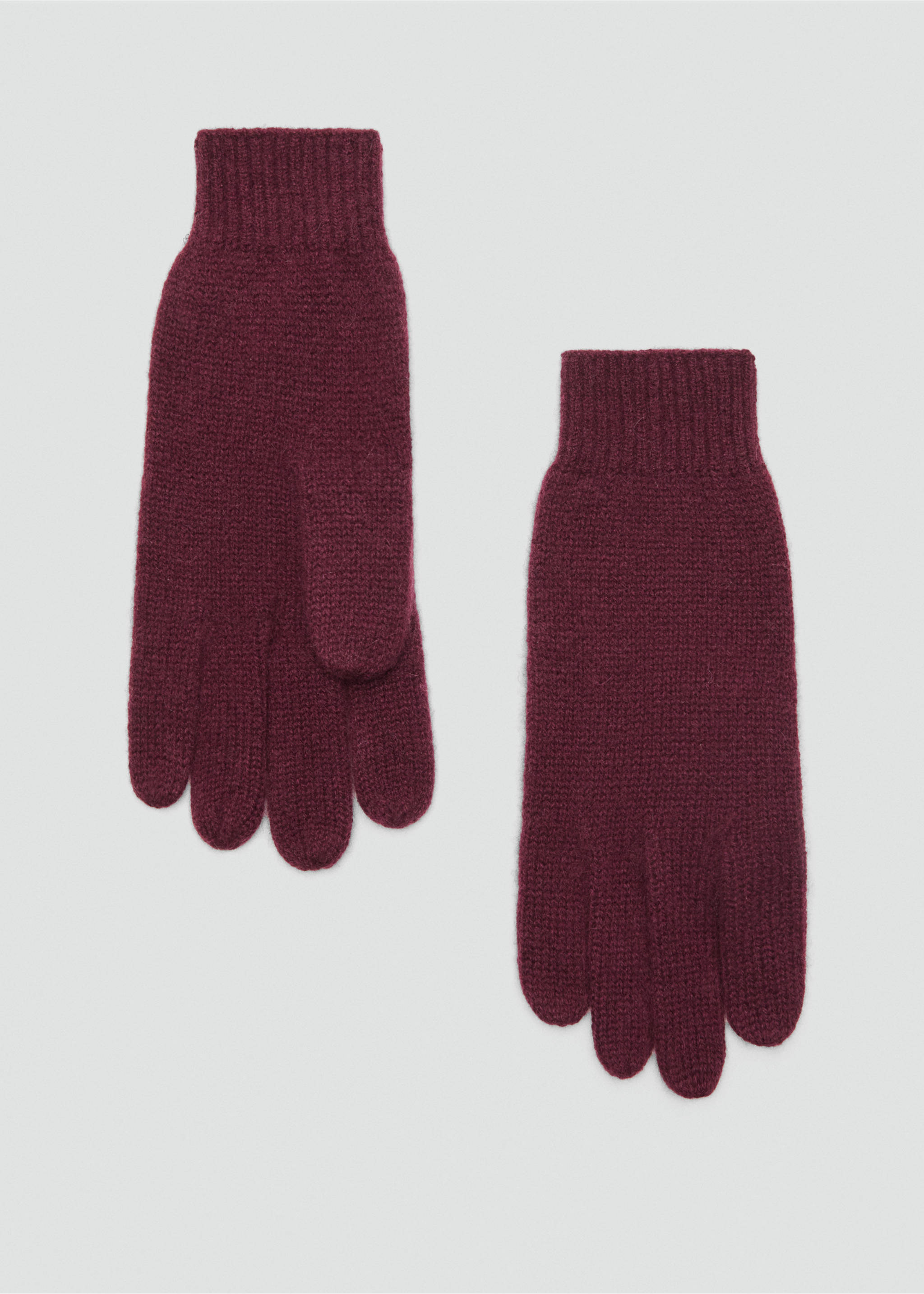 100% Cashmere gloves - Article without model, Burgundy. Ref: 17095975-00.
