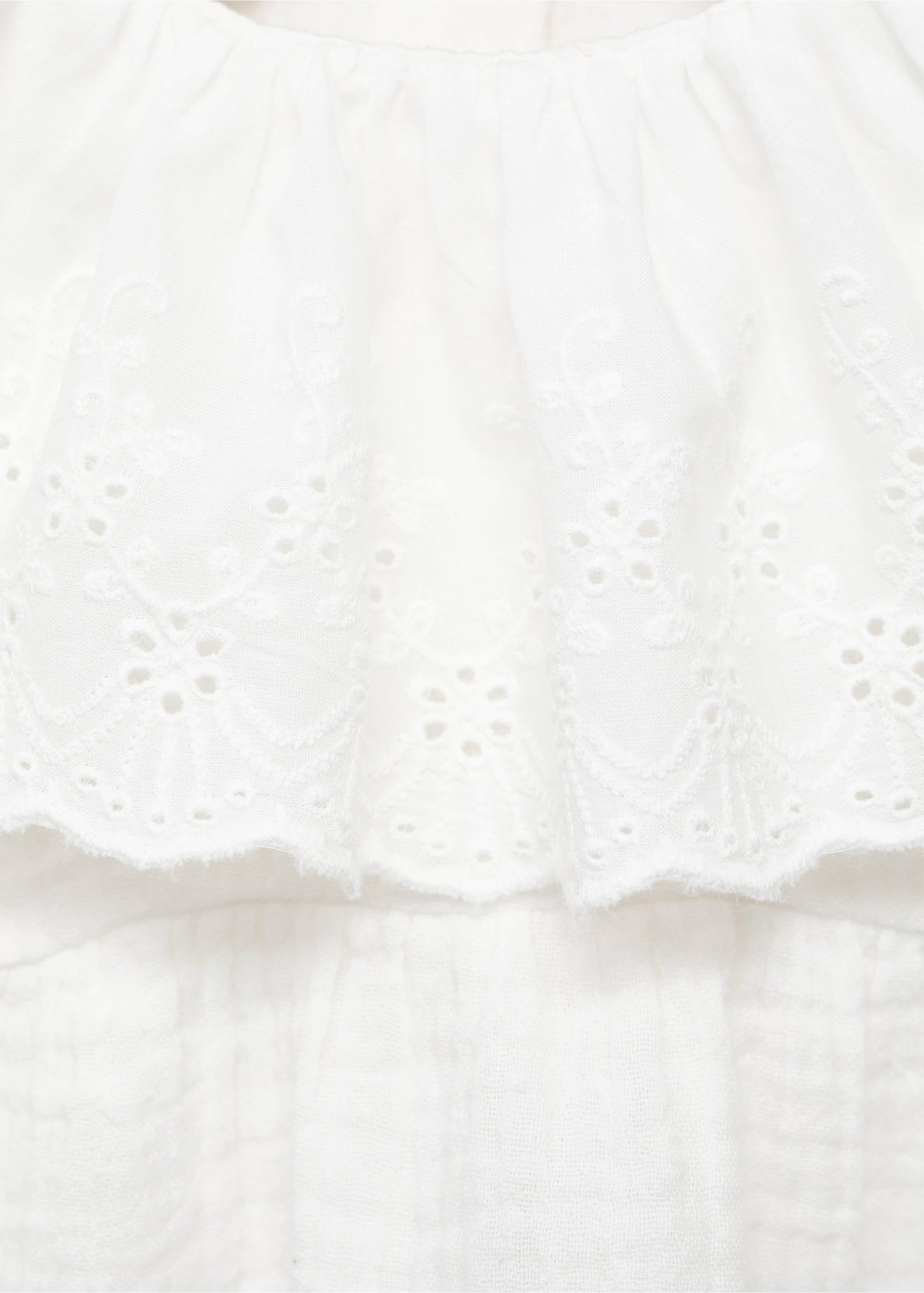 Embroidered babydoll-collar blouse - Details of the article 8, Off White. Ref: 17095977-00.
