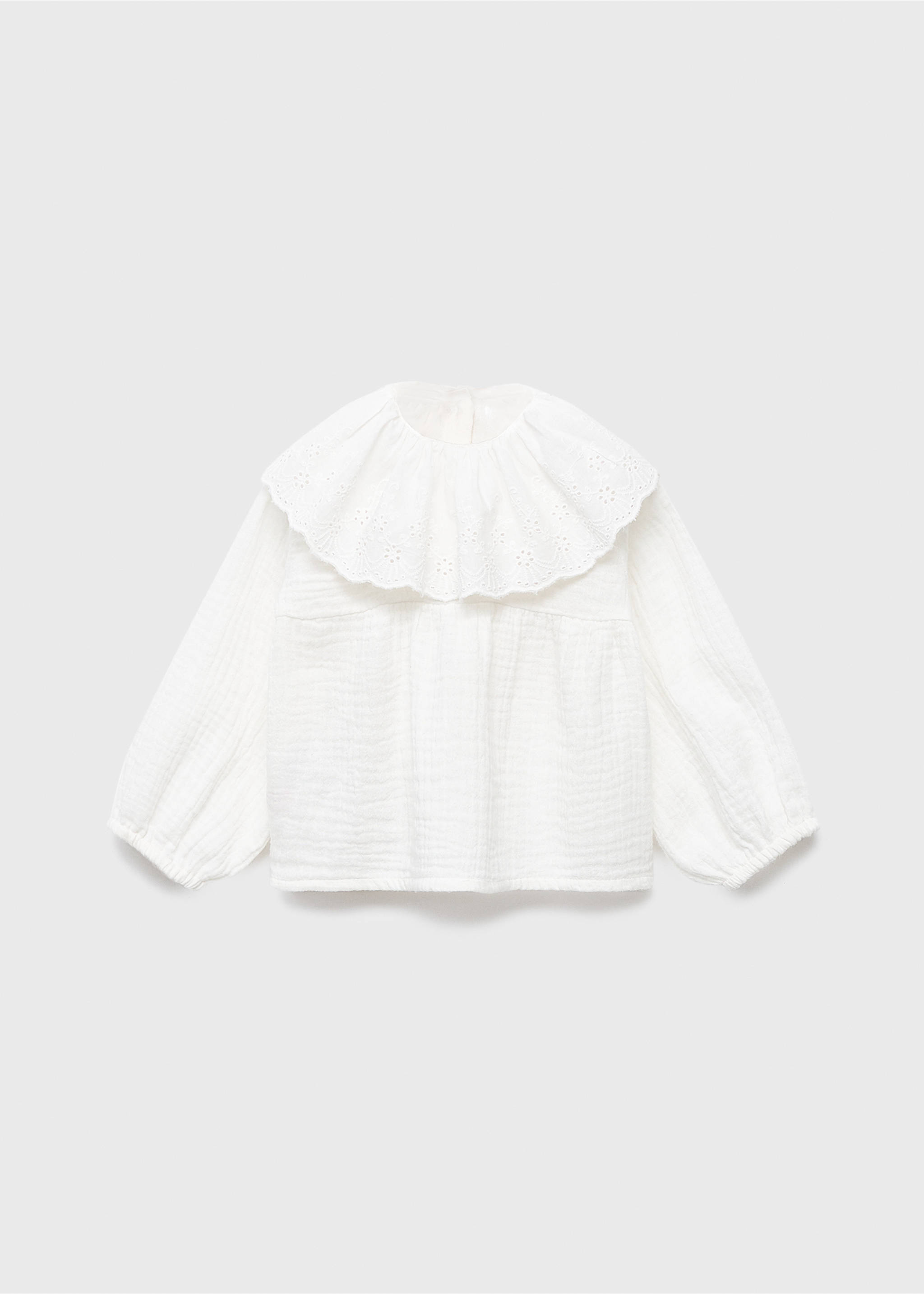 Embroidered babydoll-collar blouse - Article without model, Off White. Ref: 17095977-00.