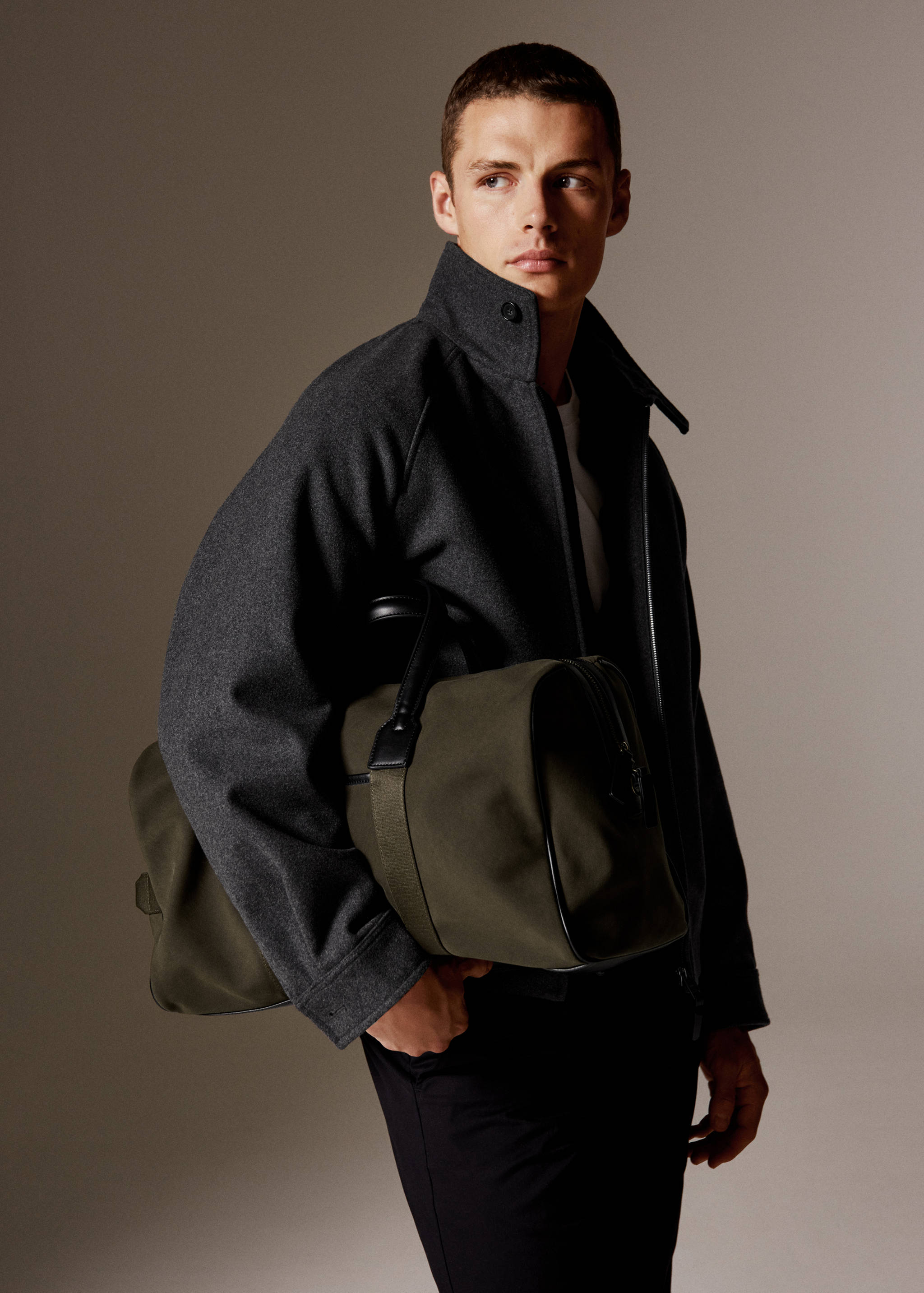 Bowlingtasche aus kombiniertem Leder und Baumwolle - Allgemeine Ansicht