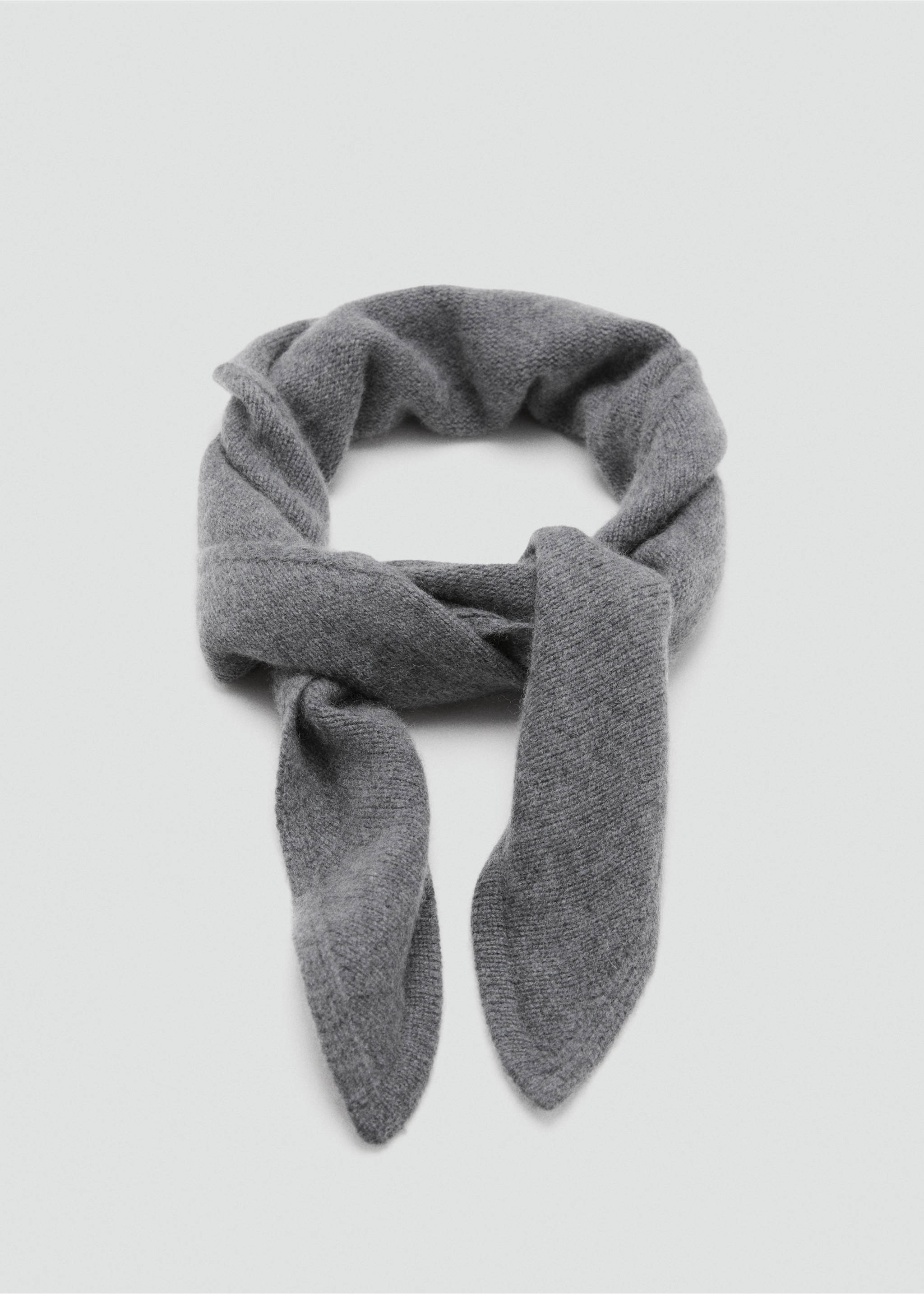 Cashmere-blend knitted shawl - Details of the article 1, Dark Heather Grey. Ref: 17095983-00.
