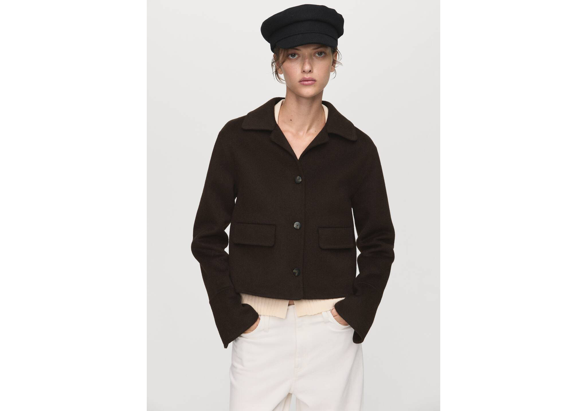 Rigid wool-blend baker boy cap - General plane