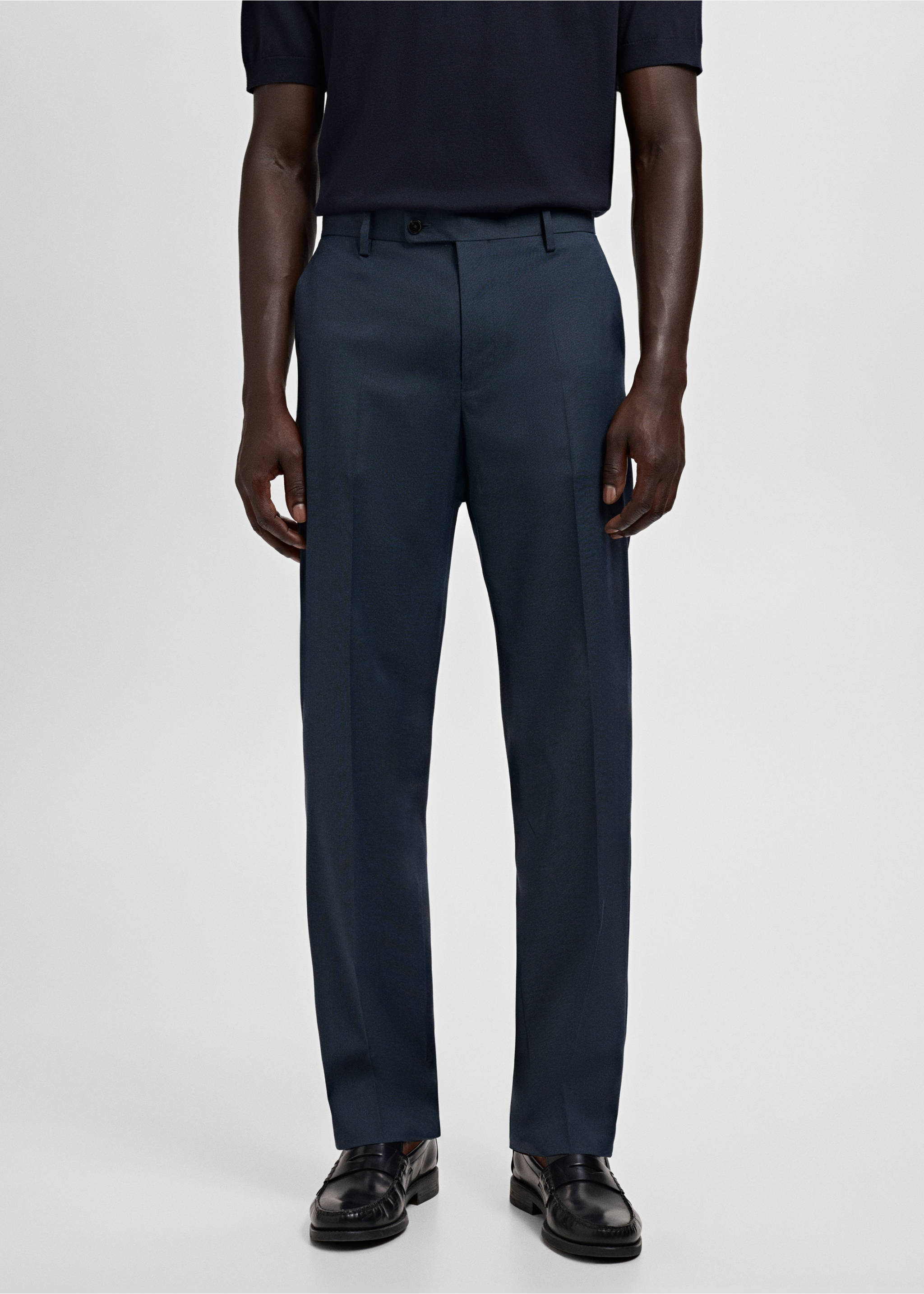 London regular-fit trousers - Medium plane, Navy. Ref: 17095997-00.