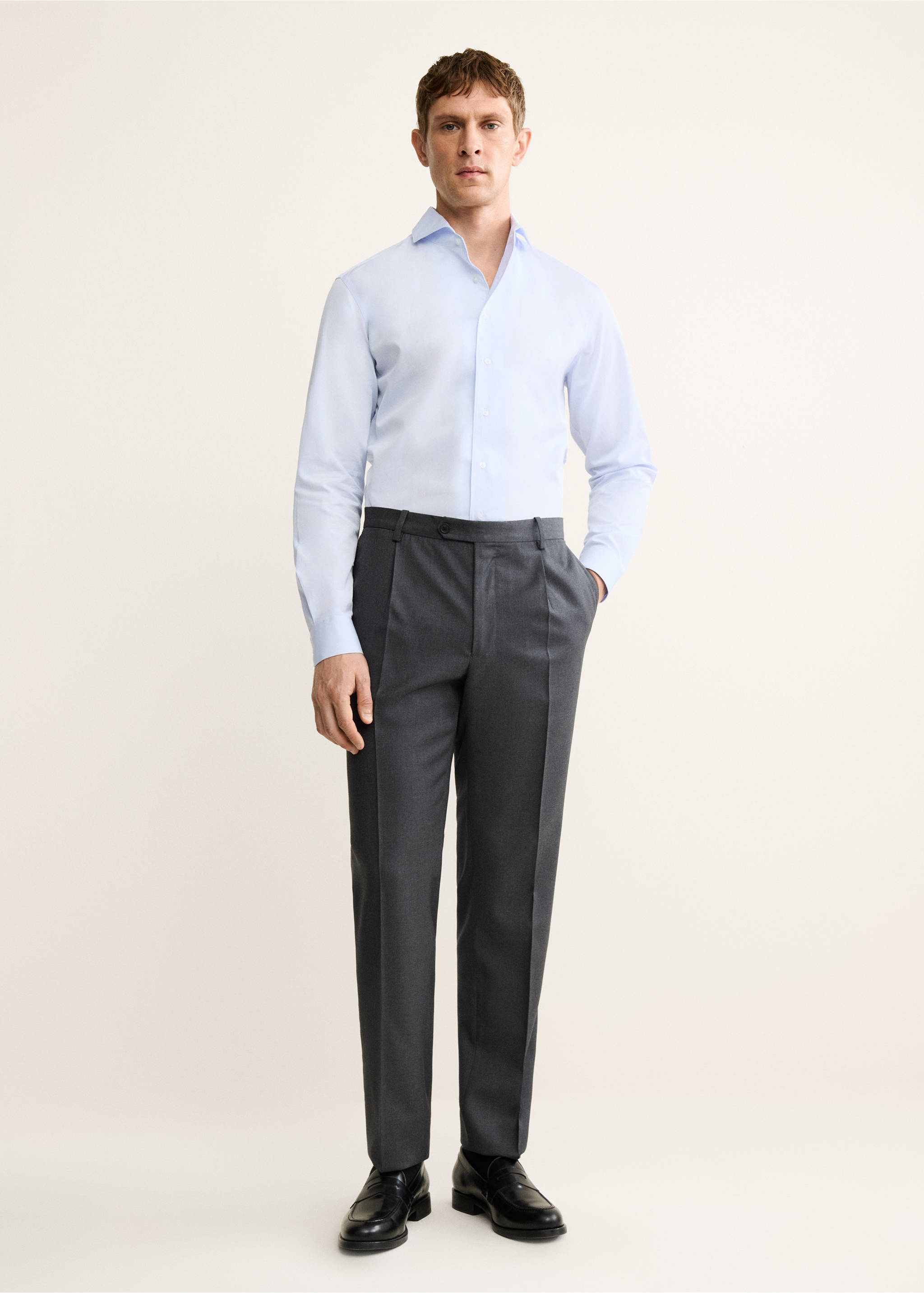 Camisa vestit 100% cotó - Pla general, Blau cel. Ref: 17095999-00.