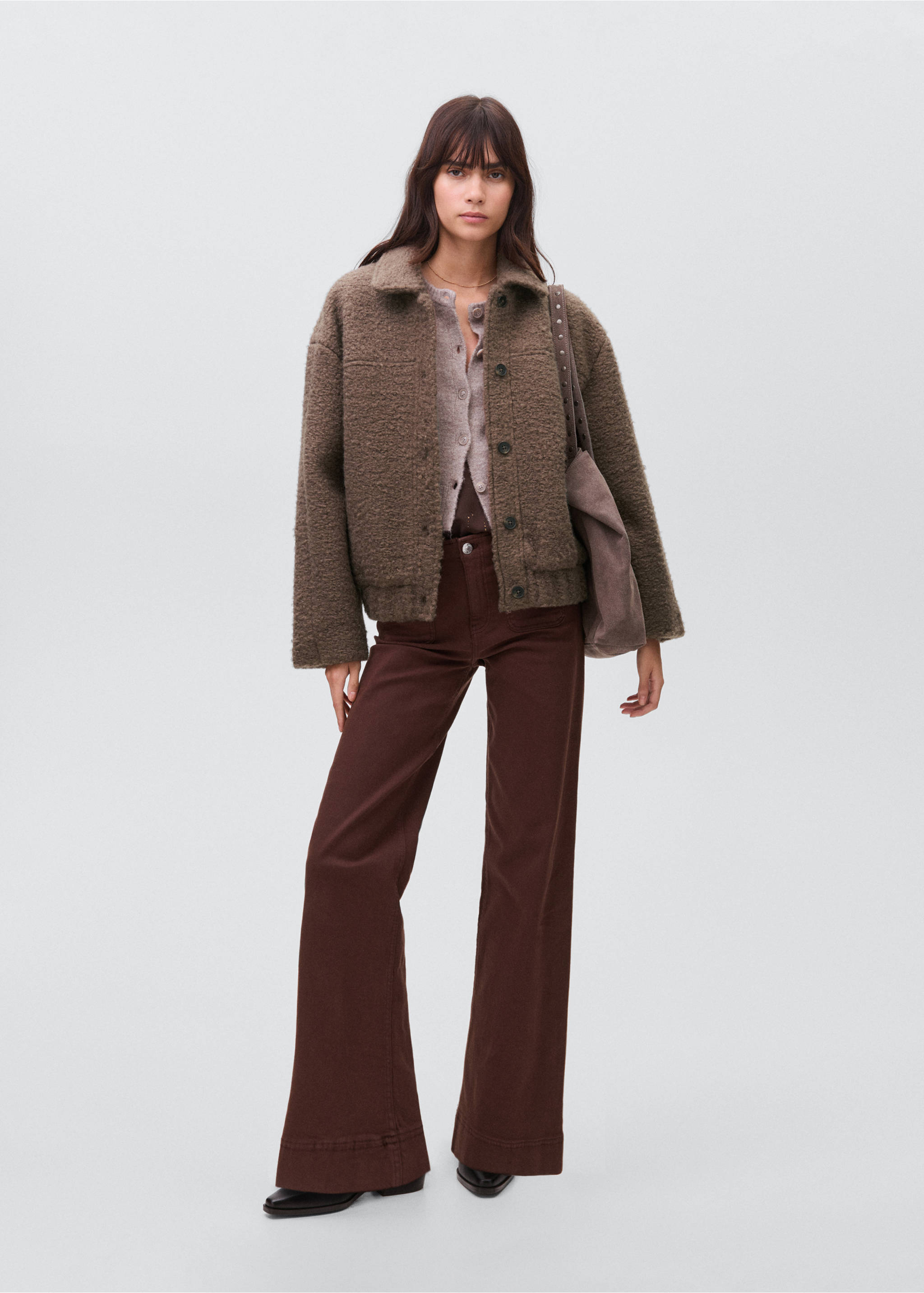 Shearling-effect bomber jacket - General plane, Brown. Ref: 17096325-00.