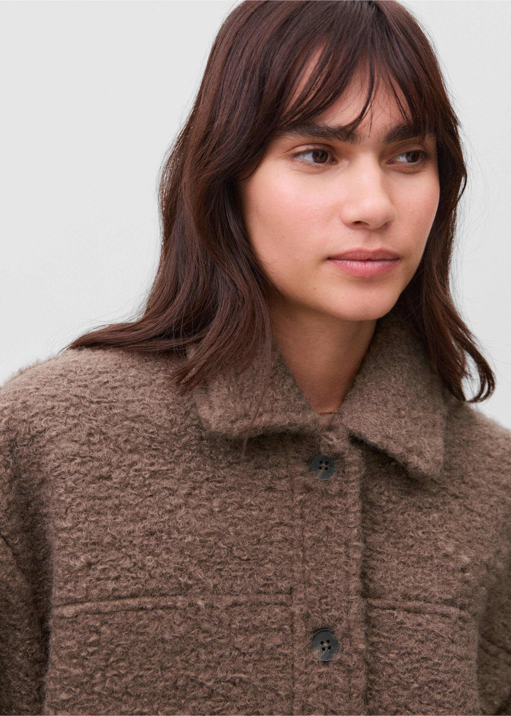 Shearling-effect bomber jacket - Details of the article 1, Brown. Ref: 17096325-00.