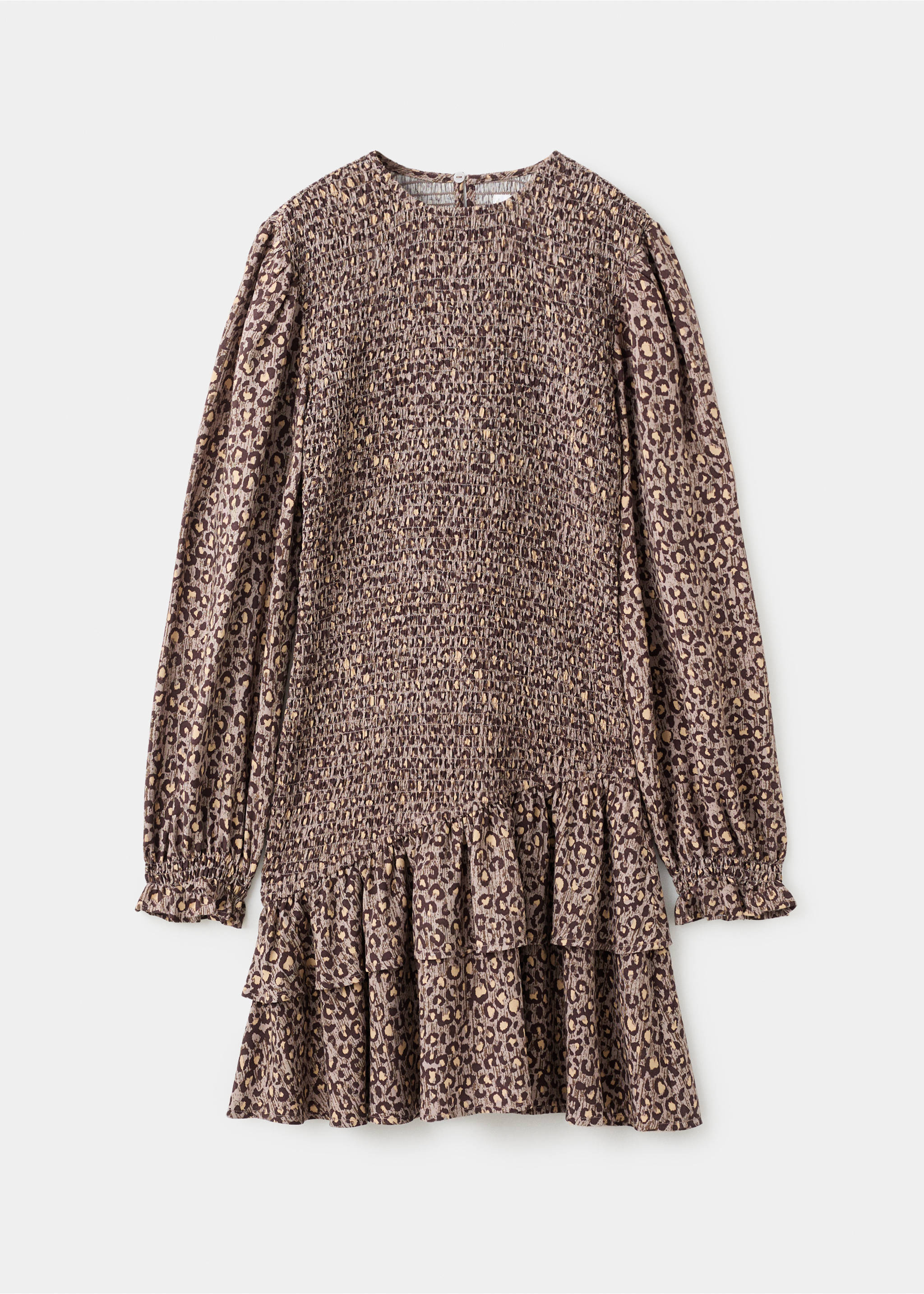 Leopard-print ruffled dress - Article without model, Brown. Ref: 17096331-00.