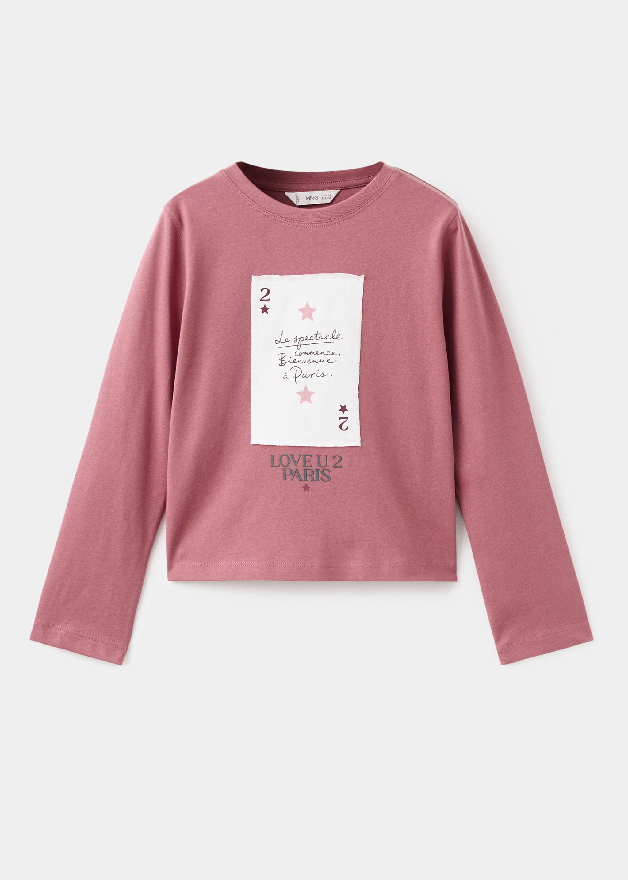 Baumwoll-T-Shirt mit Stickerei - Artikel ohne Model, Erdbeerrot. Ref: 17096335-00.