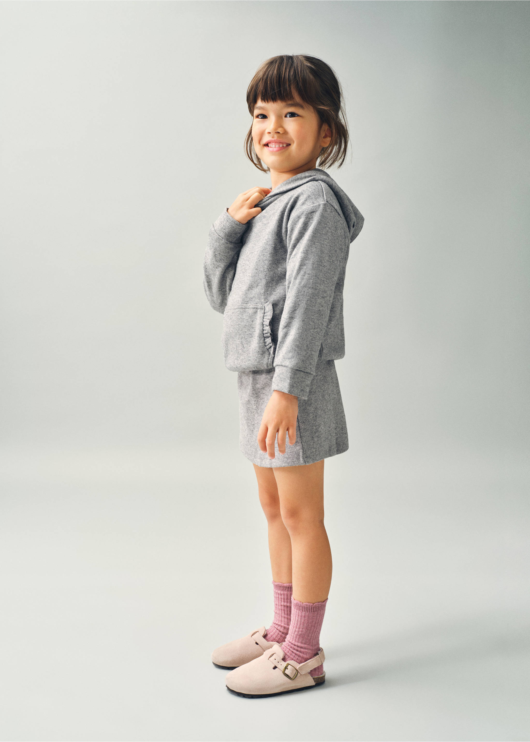Sweatshirt met ruchesdetail - Overzichtstekening, Mediumgrijs. Ref: 17096338-00.