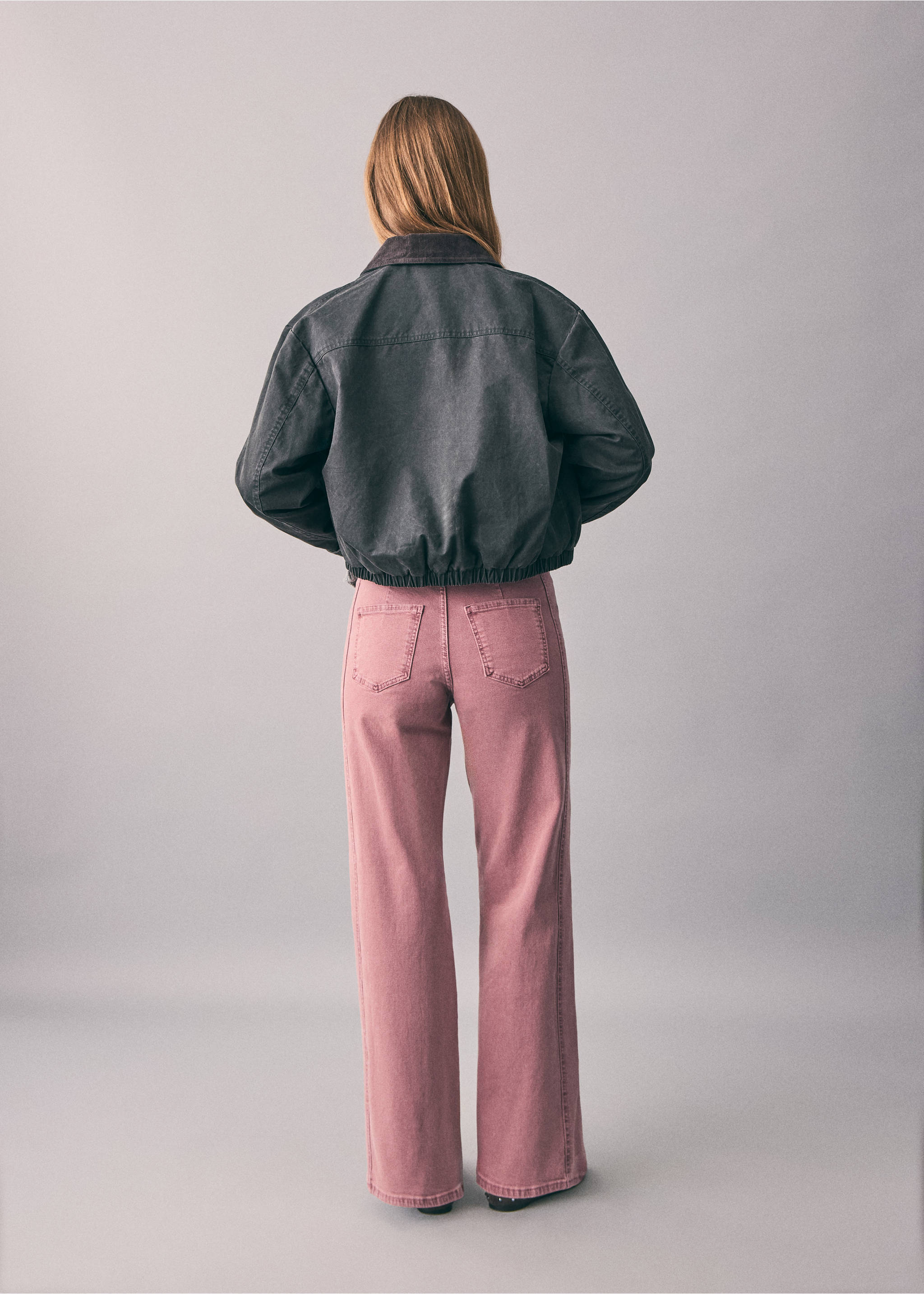 Jean taille basse coupe droite - Verso de l’article, Rose. Ref: 17096340-00.