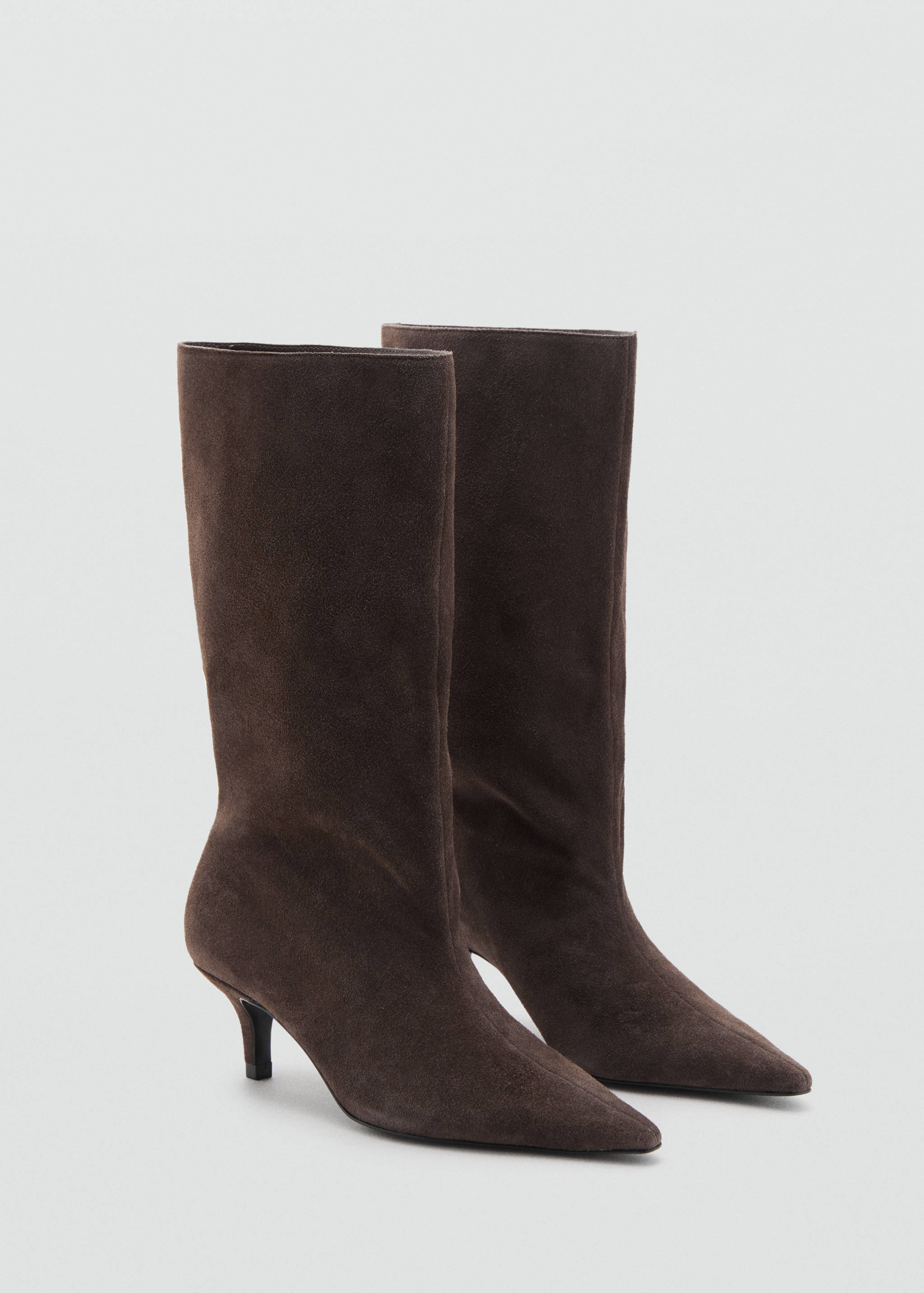 Kitten-Heel-Stiefelette aus Rauleder - Mittlere Ansicht
