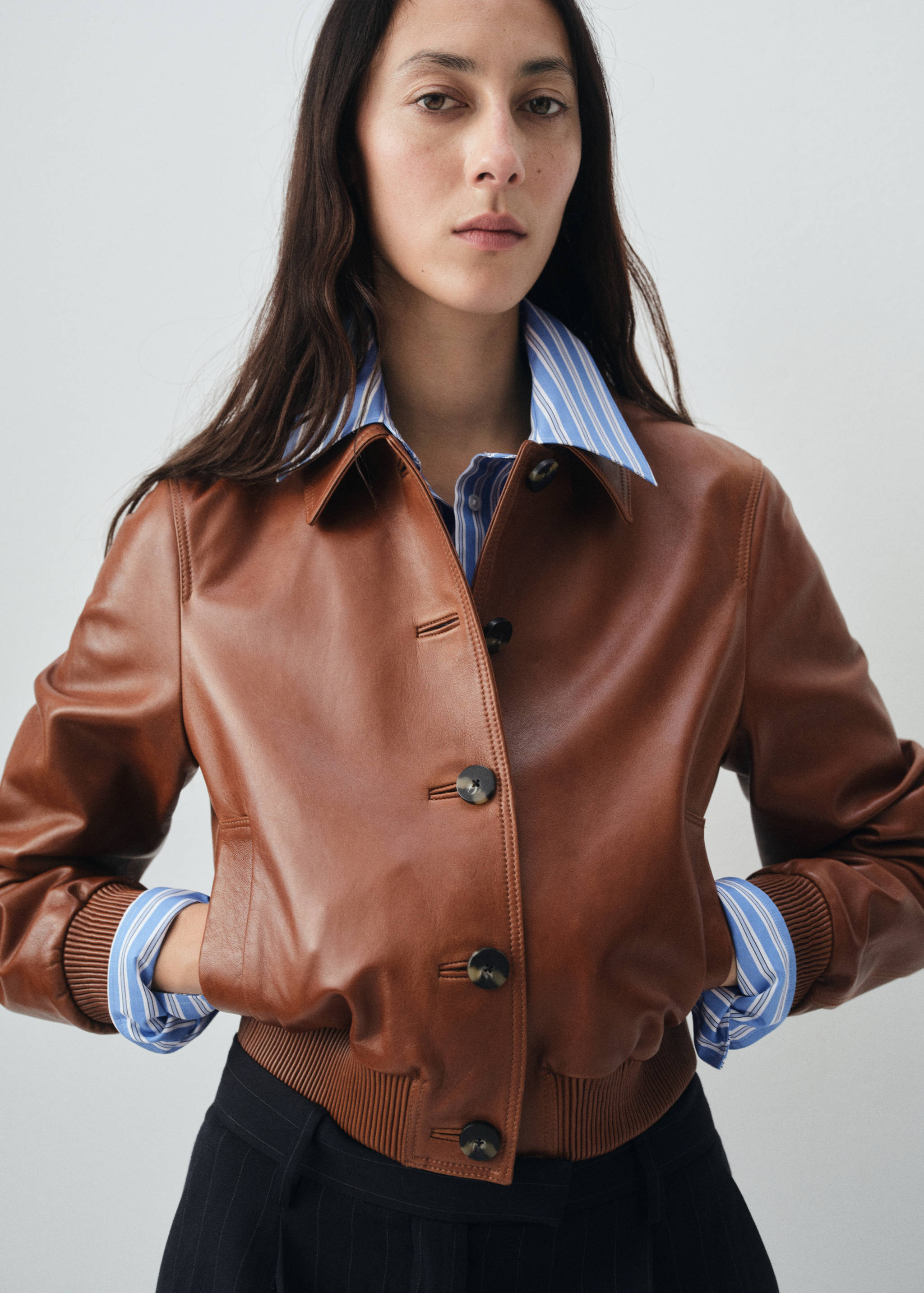 Jaqueta bomber 100% pell - Pla mig