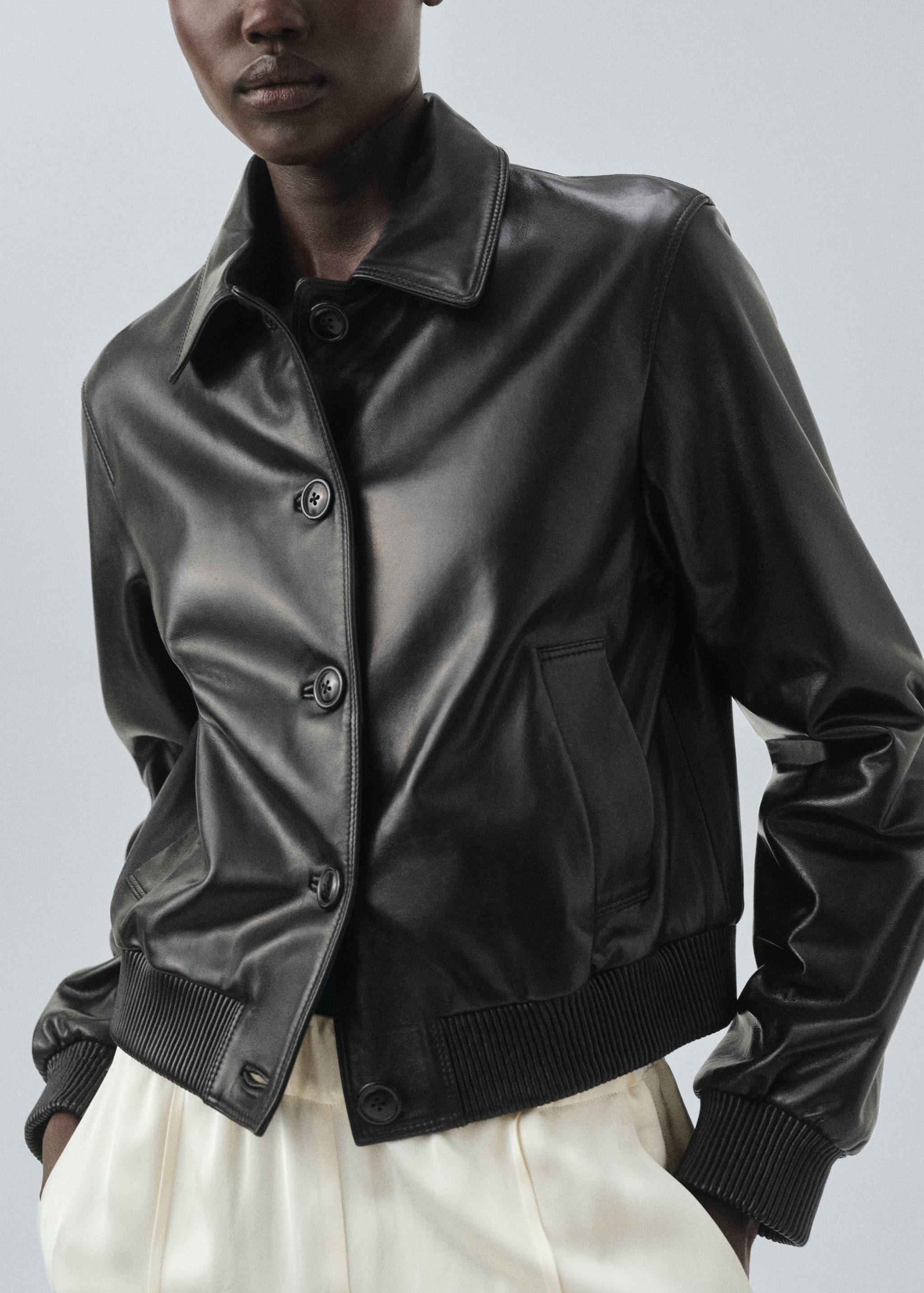 Jaqueta bomber 100% pell - Pla mig