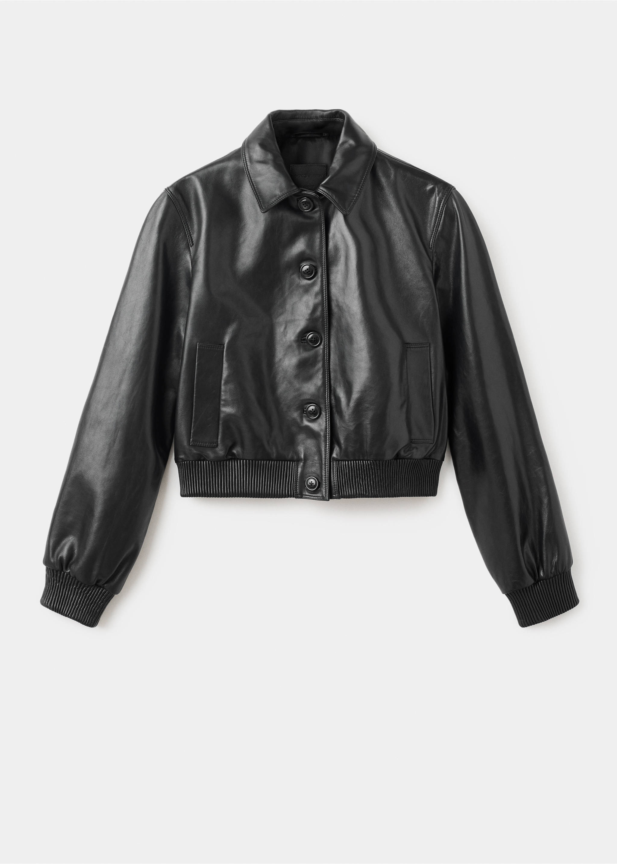 Jaqueta bomber 100% pell - Article sense model, Negre. Ref: 17096342-00.
