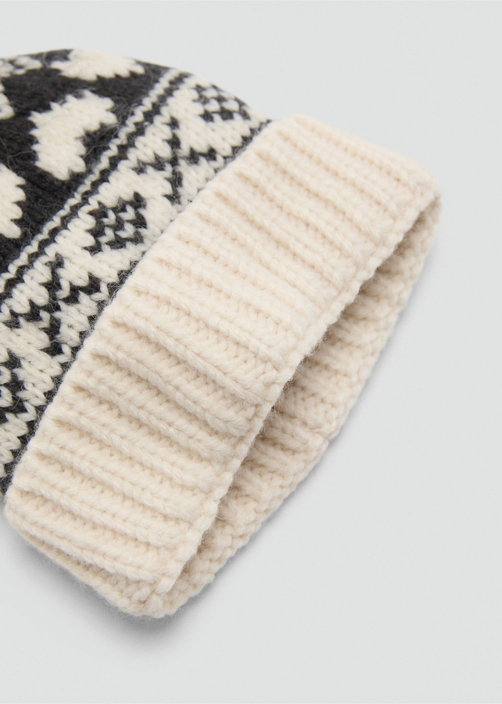 Knitted bobble hat - Medium plane, Ecru. Ref: 17096344-00.