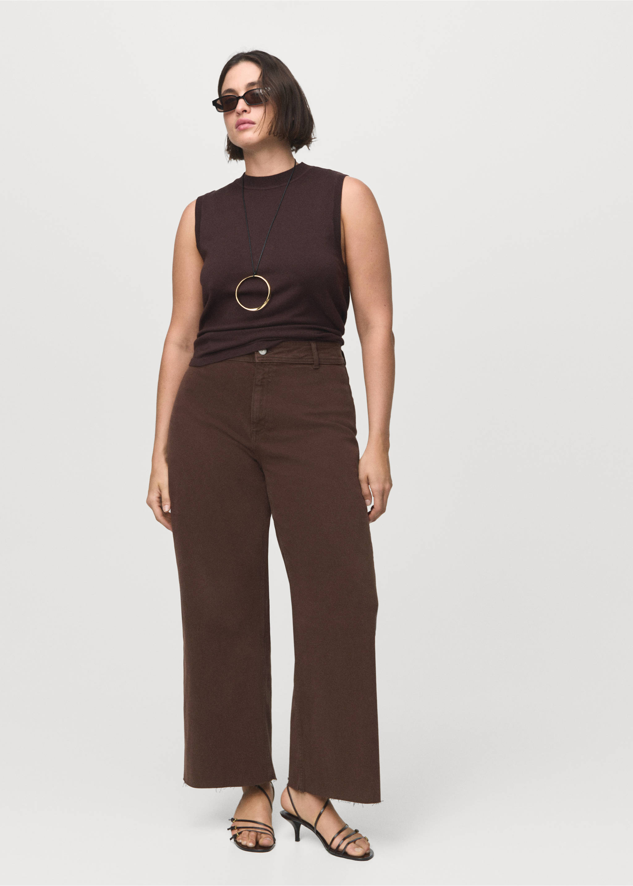 Catherin culotte high-rise jeans - Details of the article 3, Chocolate. Ref: 17096349-00.