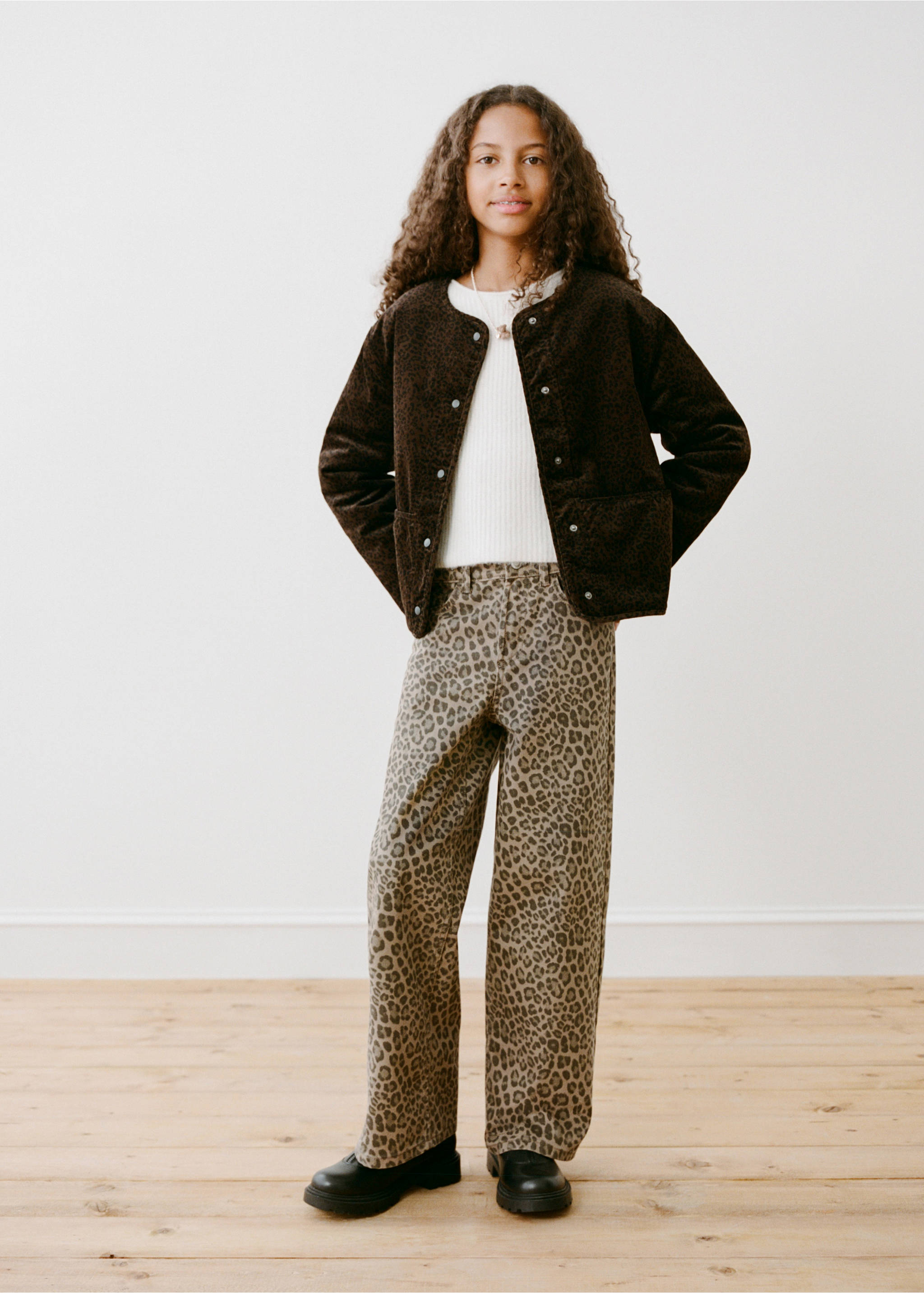 Leopard-print bomber jacket - Details of the article 3, Brown. Ref: 17096350-00.