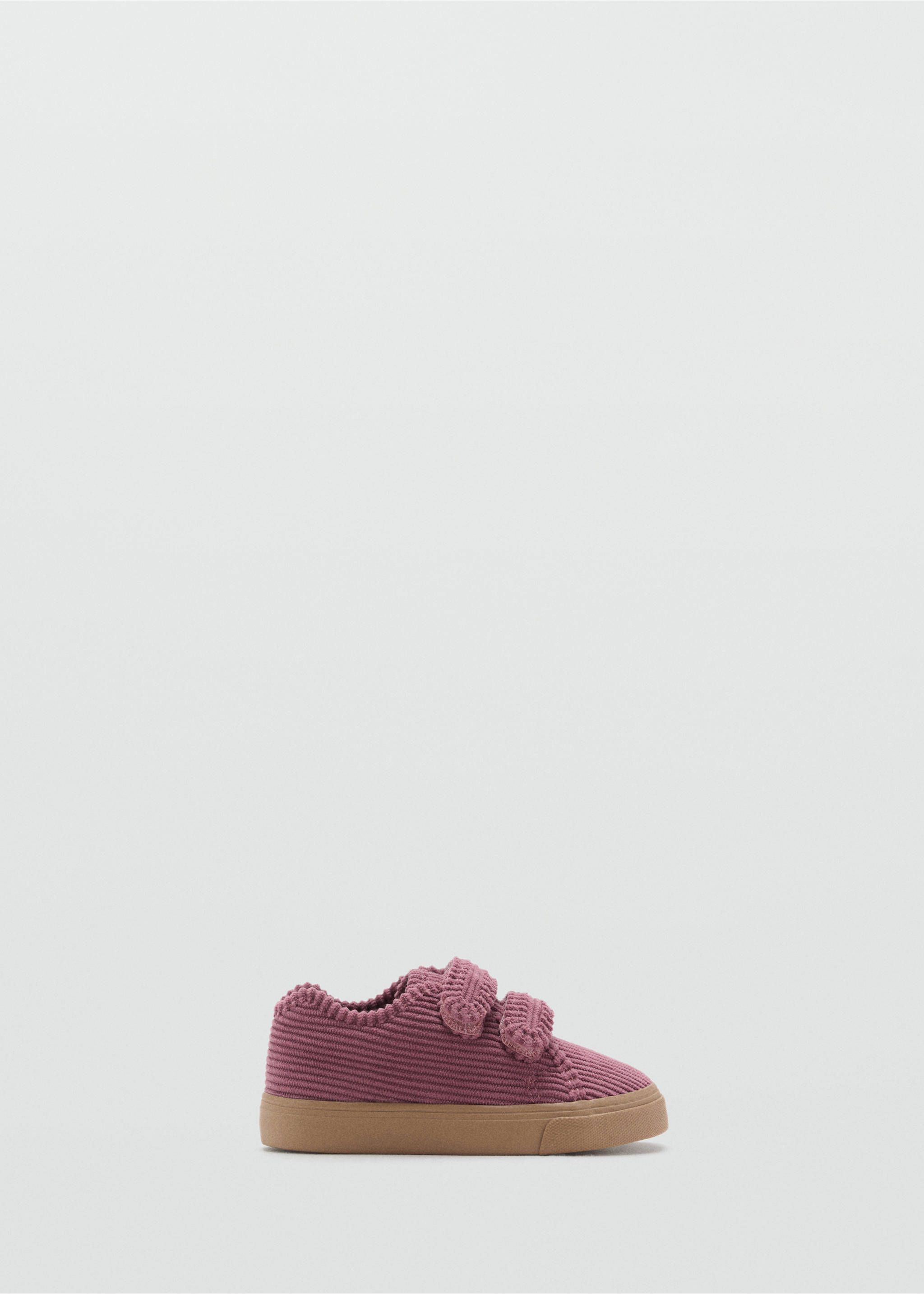 Tennis velours côtelé Velcro - Article sans modèle, Fraise. Ref: 17096351-00.
