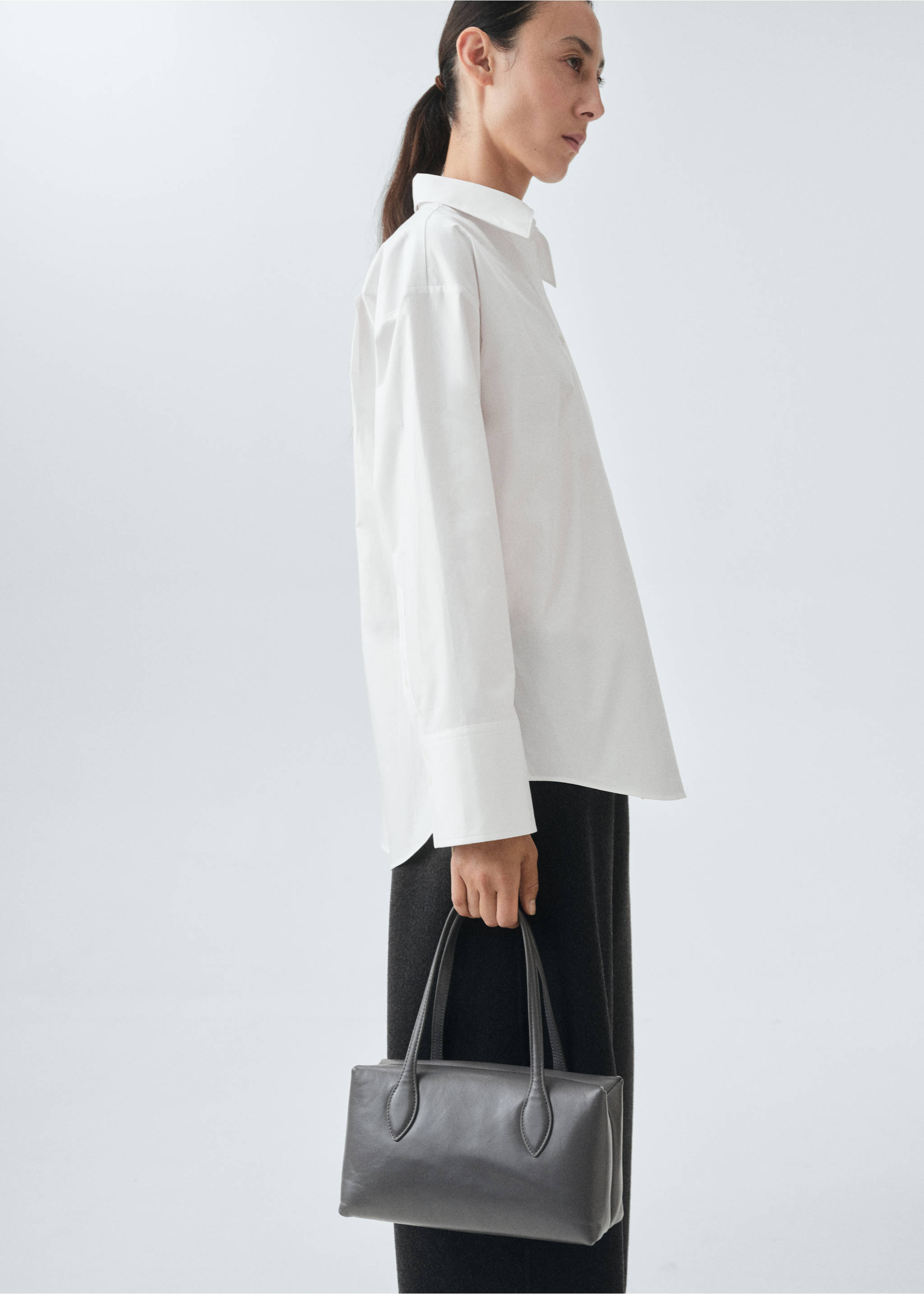 Oversize poplin shirt - Medium plane, White. Ref: 17096359-00.