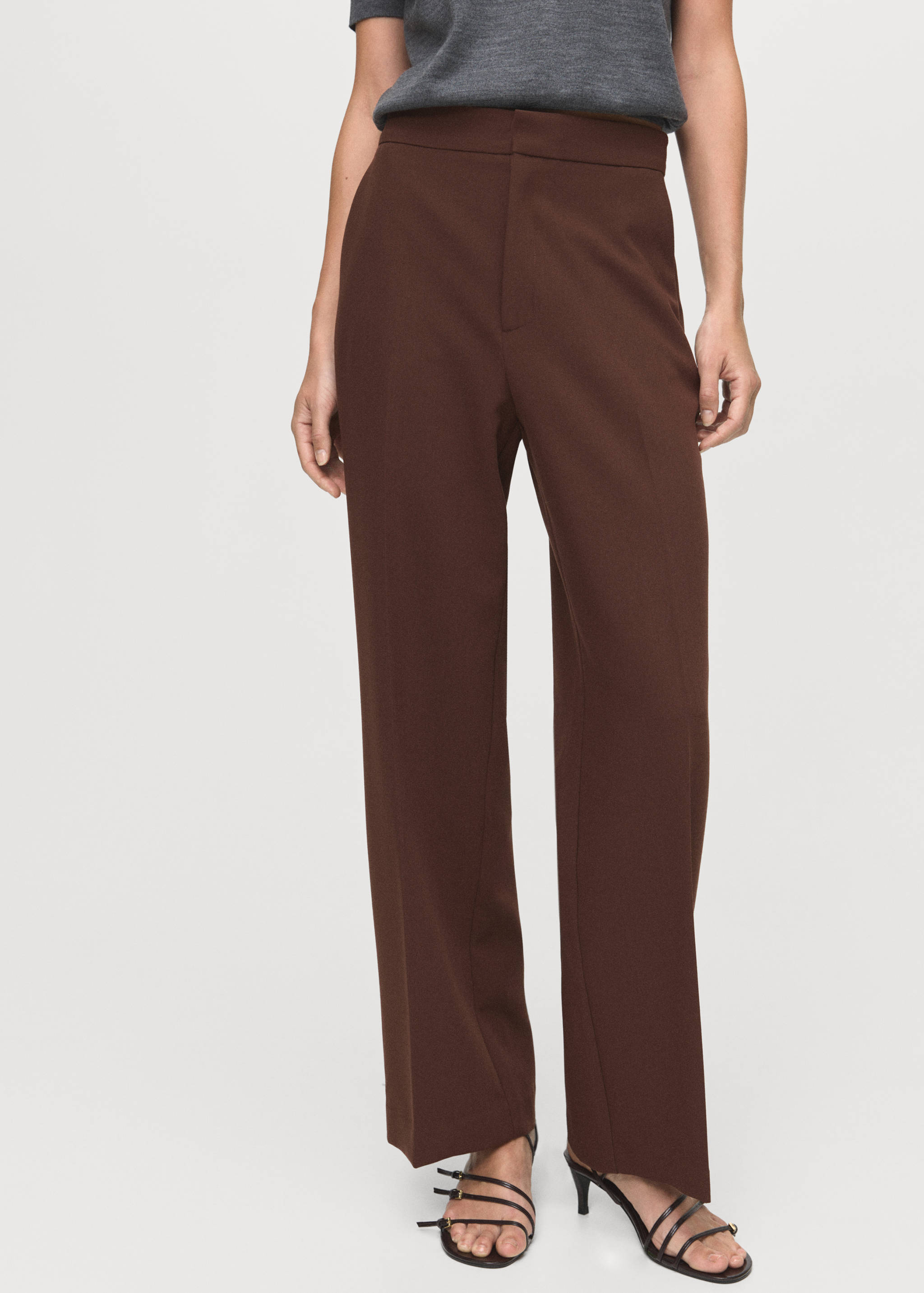 High-waist straight trousers - Medium plane