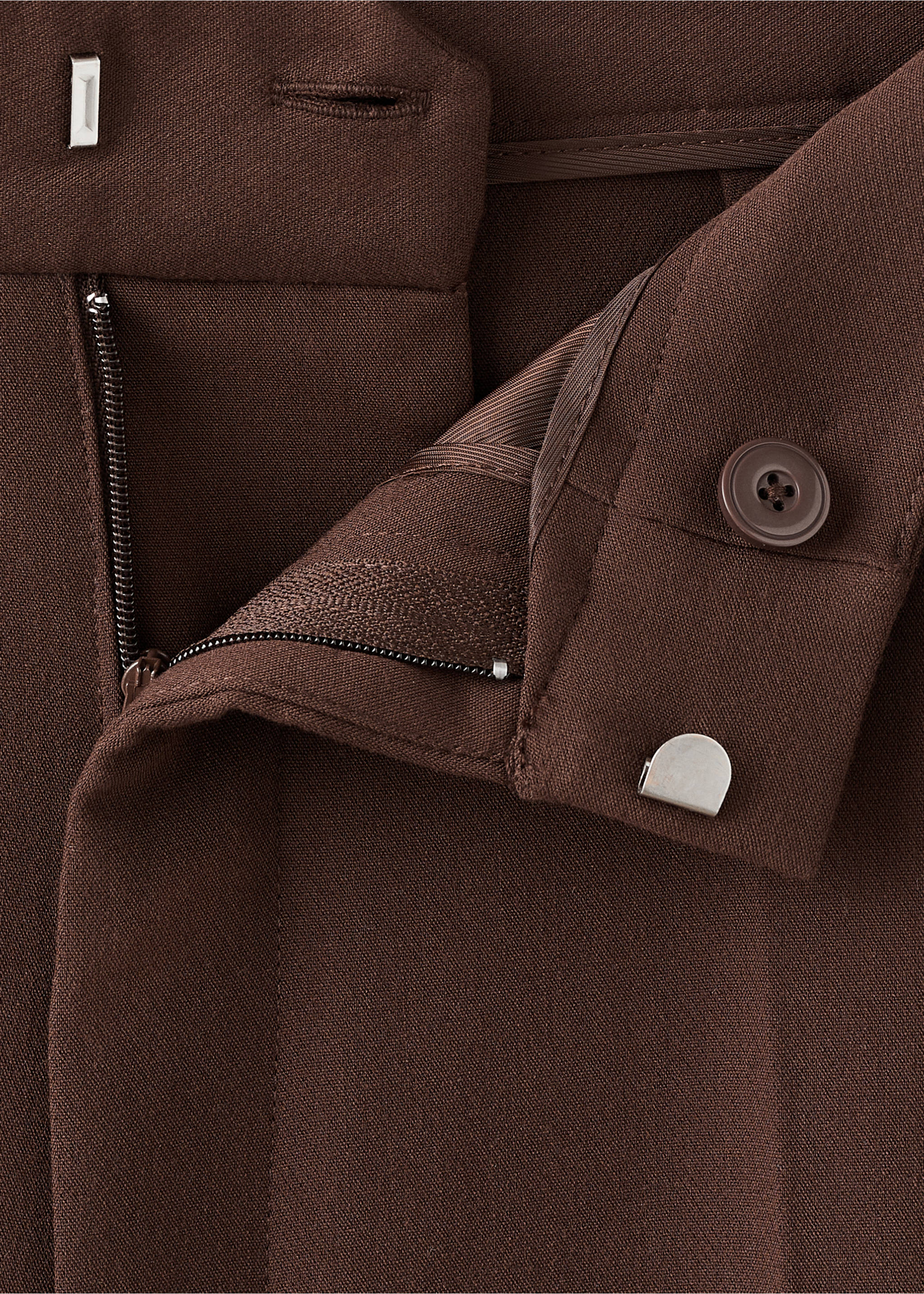High-waist straight trousers - Details of the article 0, Chocolate. Ref: 17096743-00.