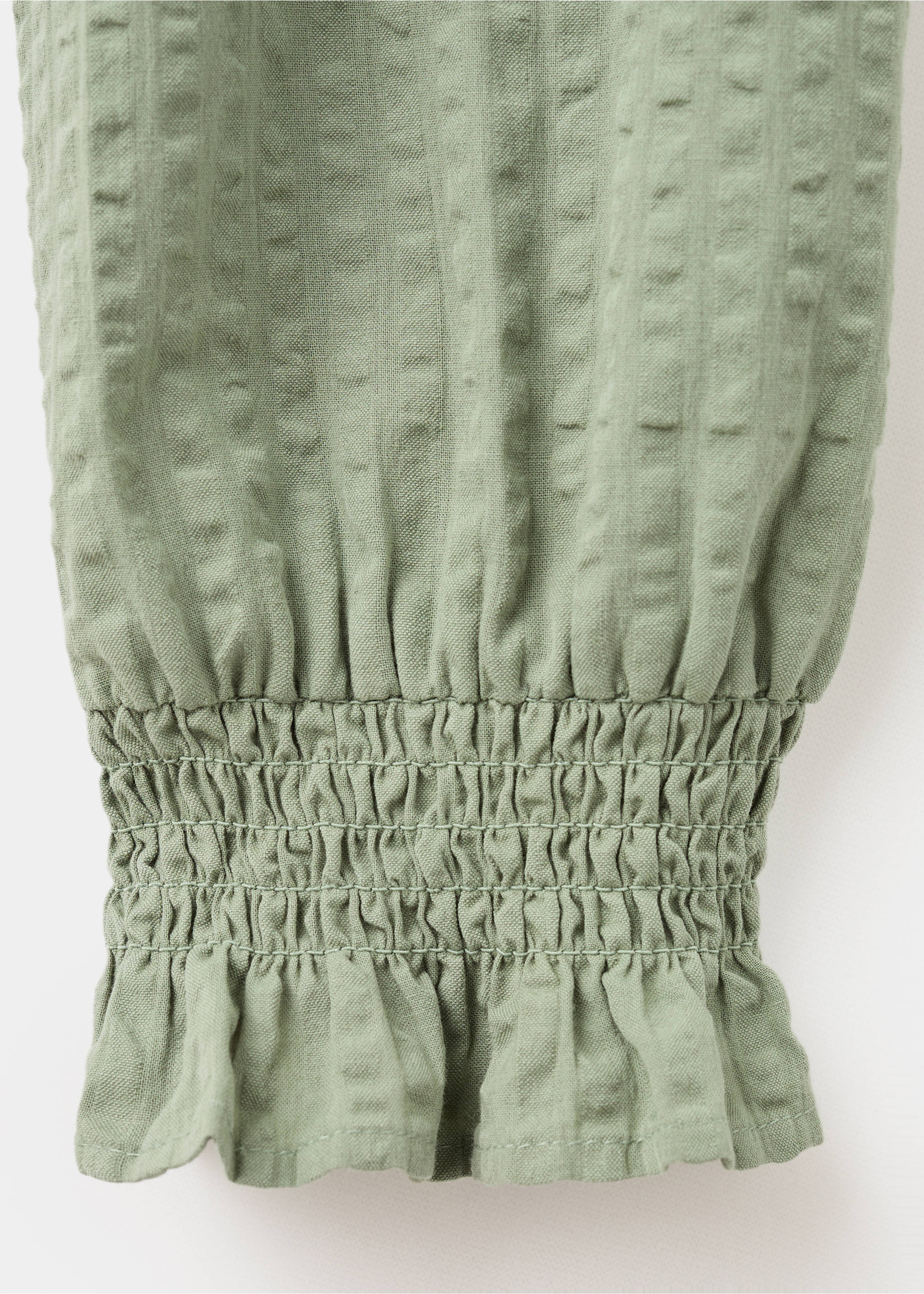 Textured cotton blouse - Details of the article 0, Khaki. Ref: 17097121-00.