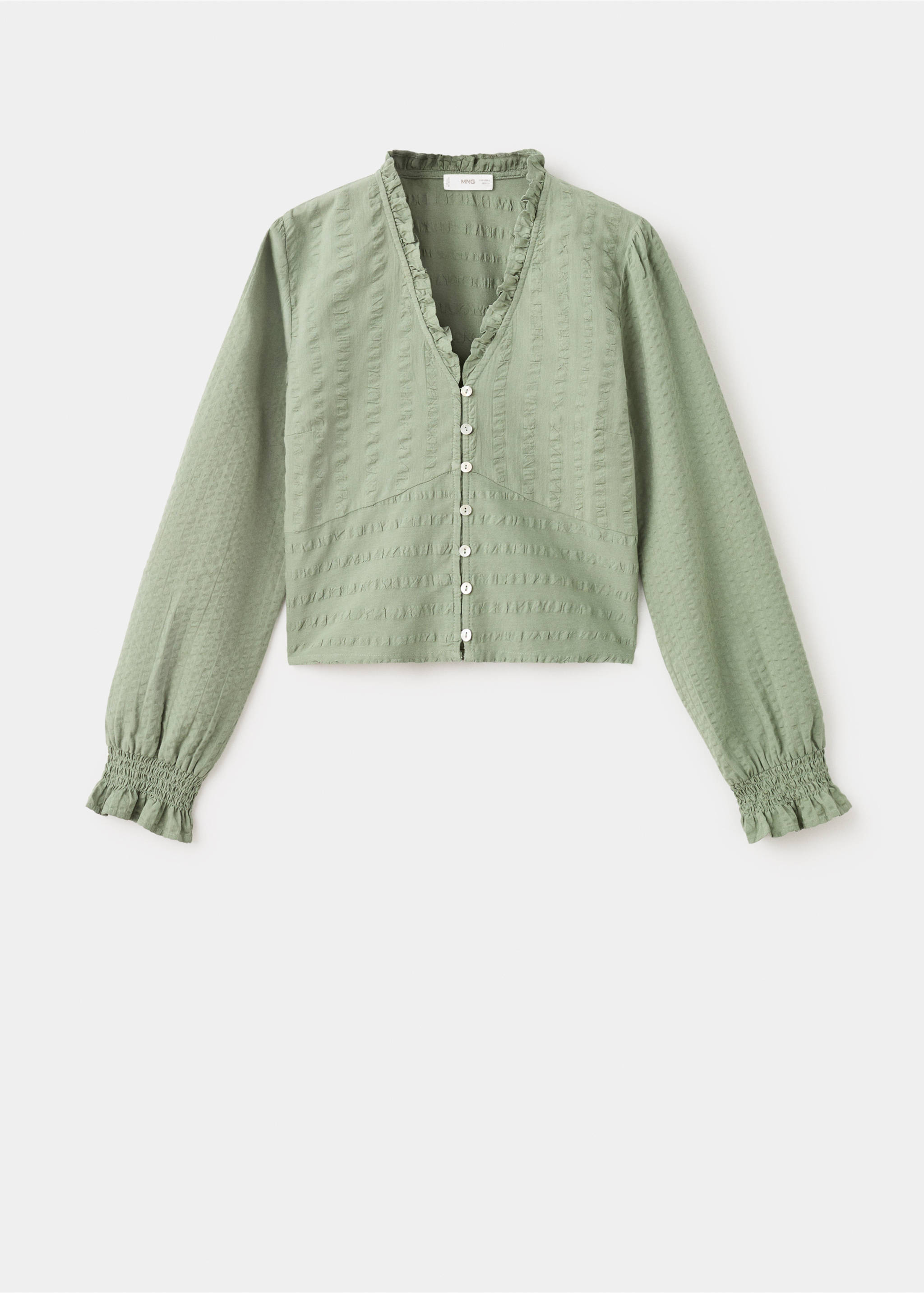 Textured cotton blouse - Article without model, Khaki. Ref: 17097121-00.