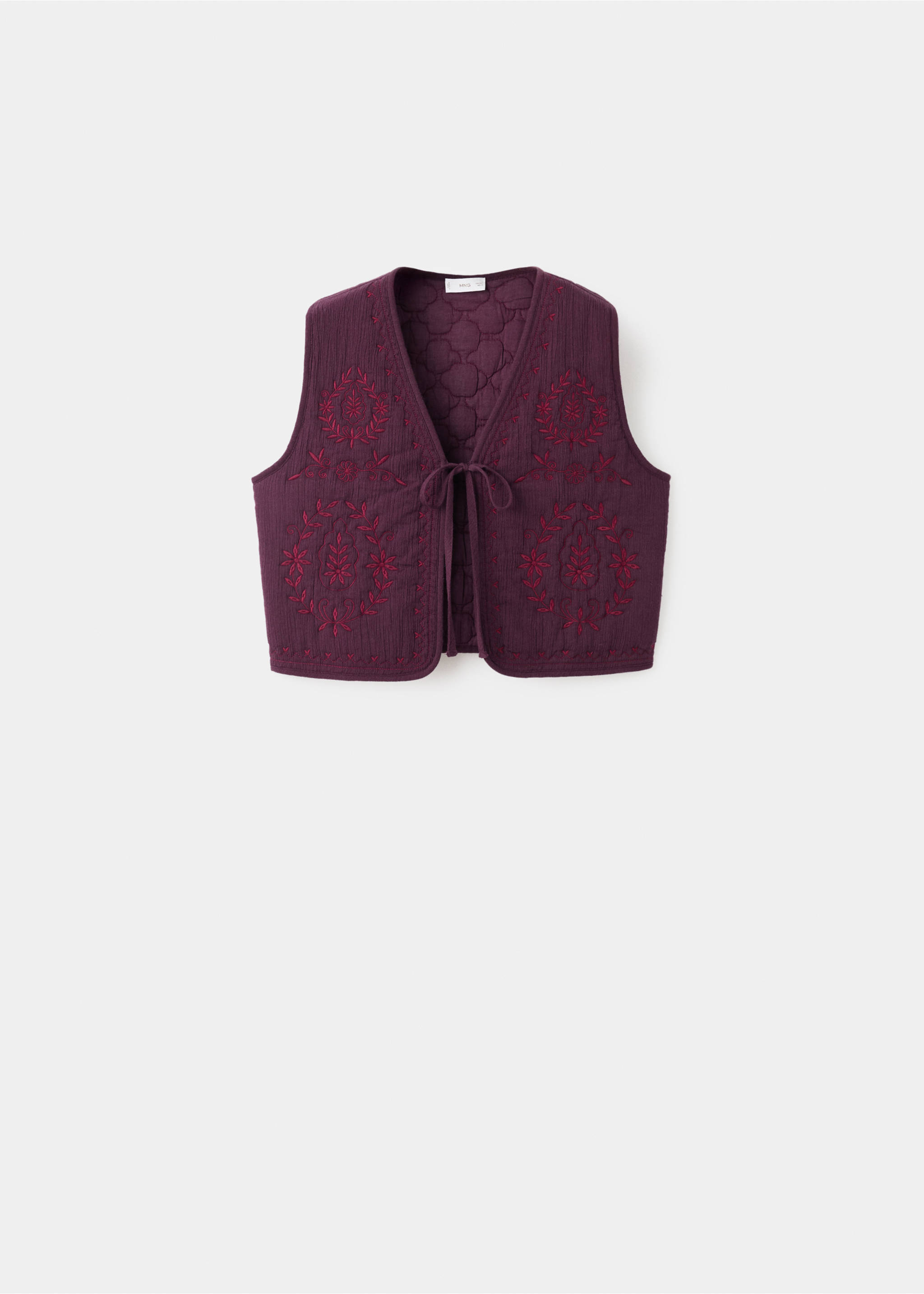 Floral-embroidered waistcoat - Article without model, Burgundy. Ref: 17097122-00.