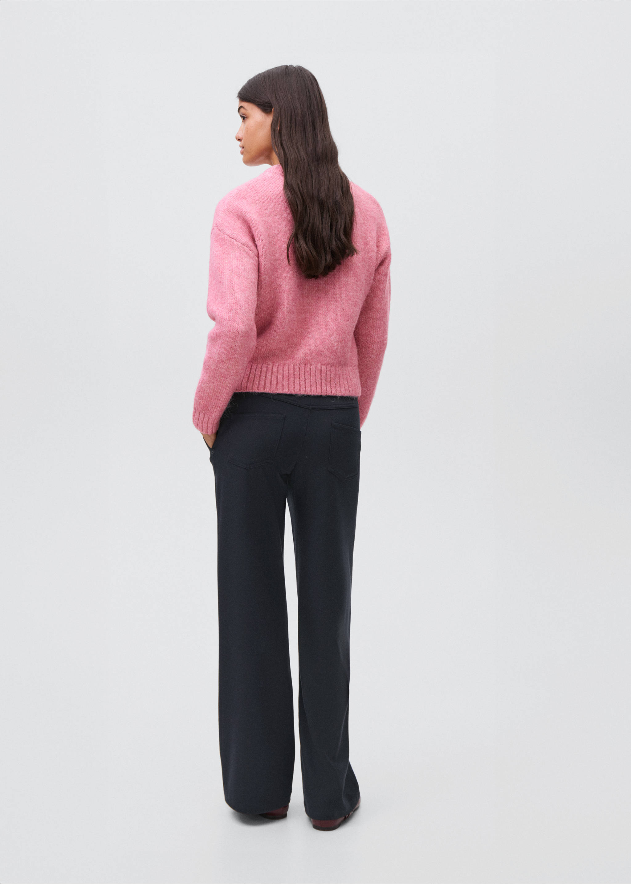 Low-waist studded trousers - Reverse of the article, Navy. Ref: 17097123-00.