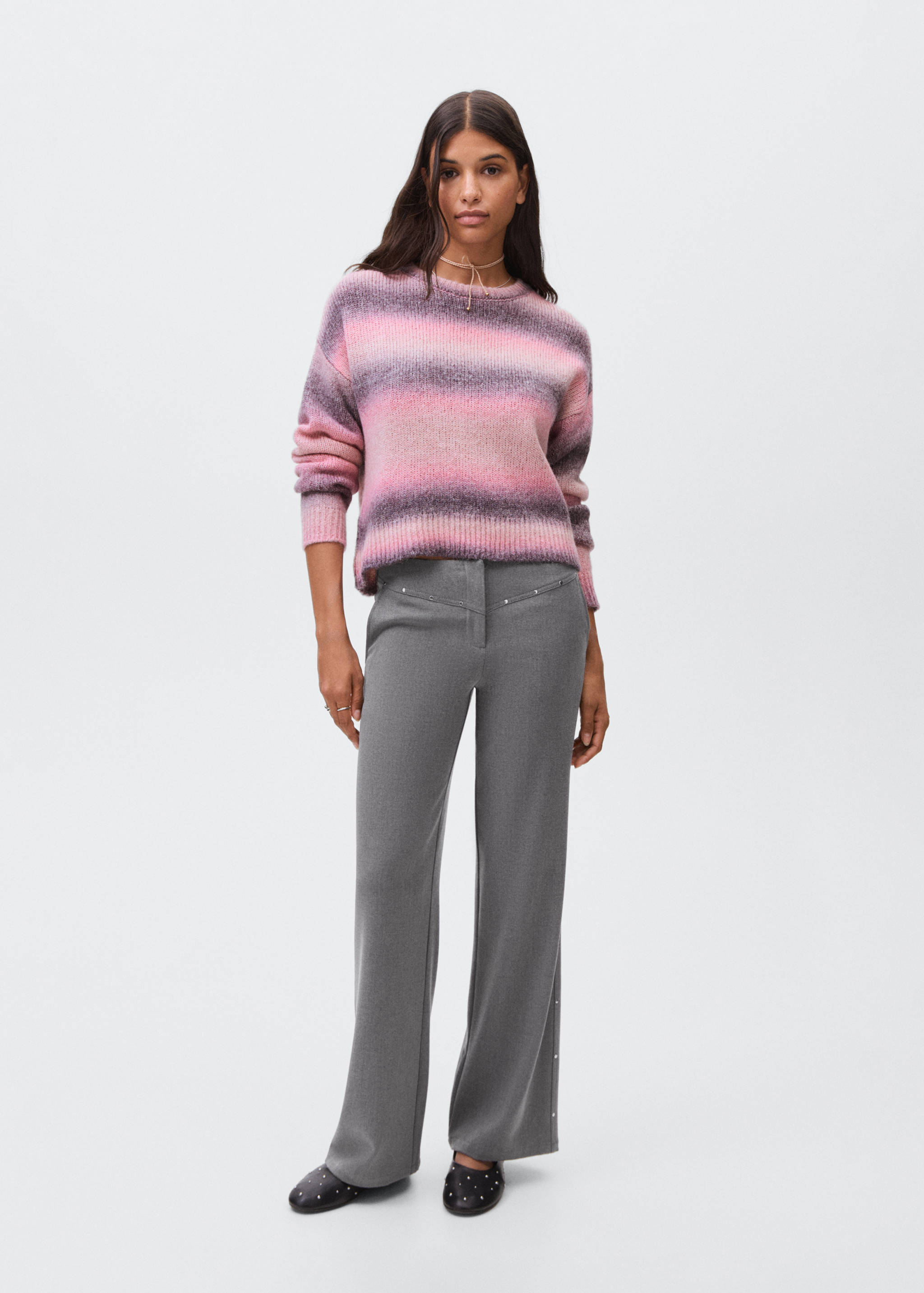 Low-waist studded trousers - General plane