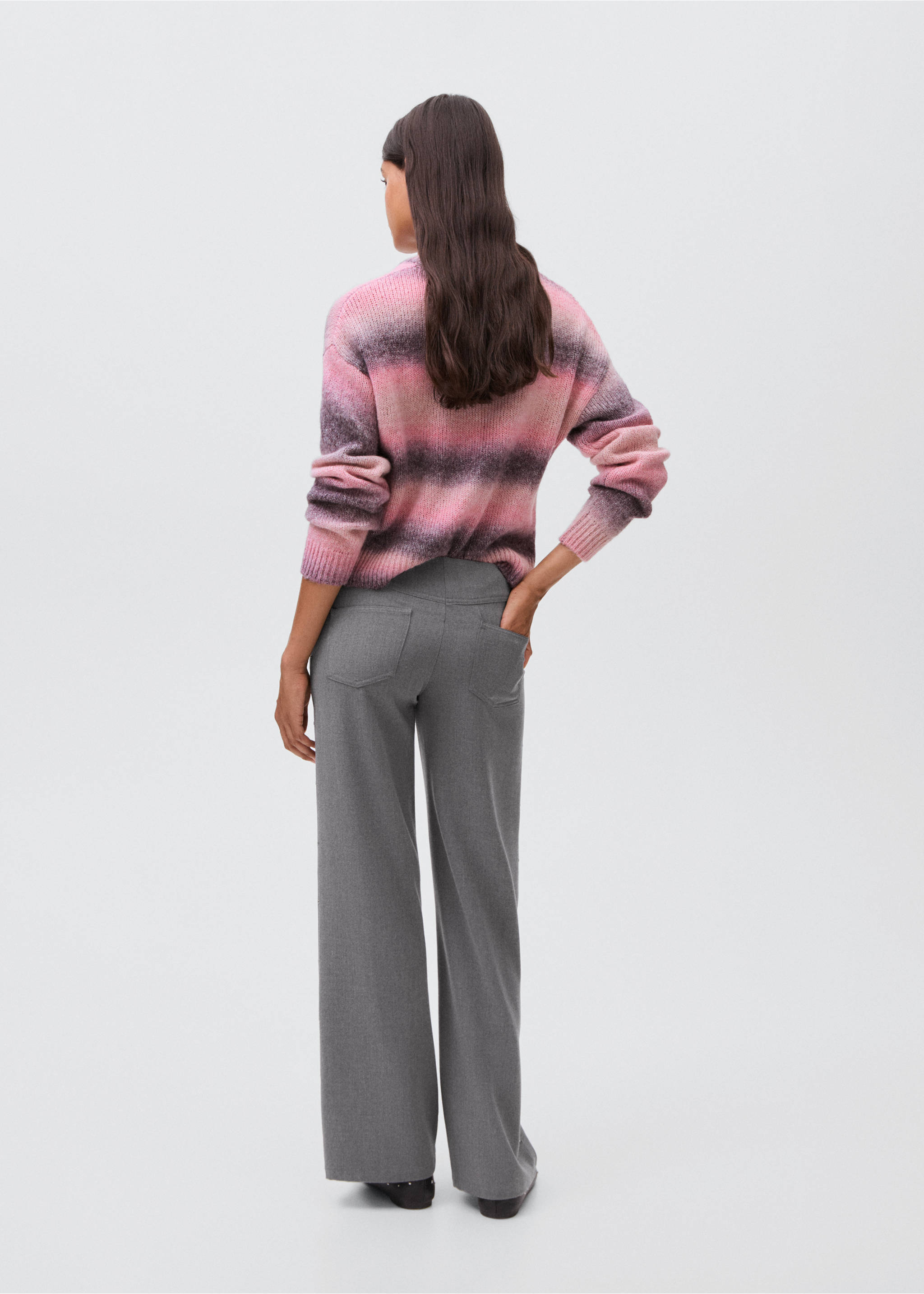 Low-waist studded trousers - Reverse of the article, Grey. Ref: 17097123-00.