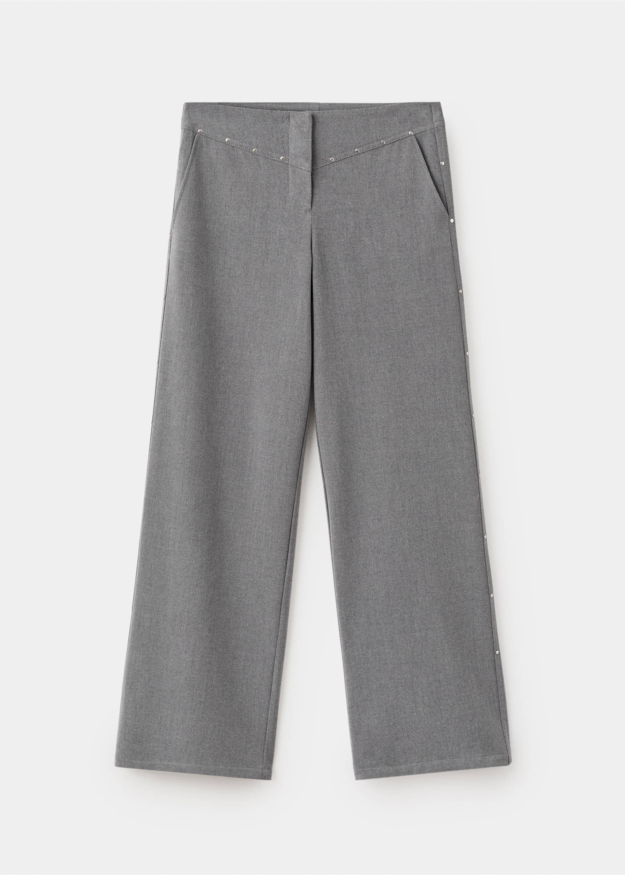 Low-waist studded trousers - Article without model, Grey. Ref: 17097123-00.