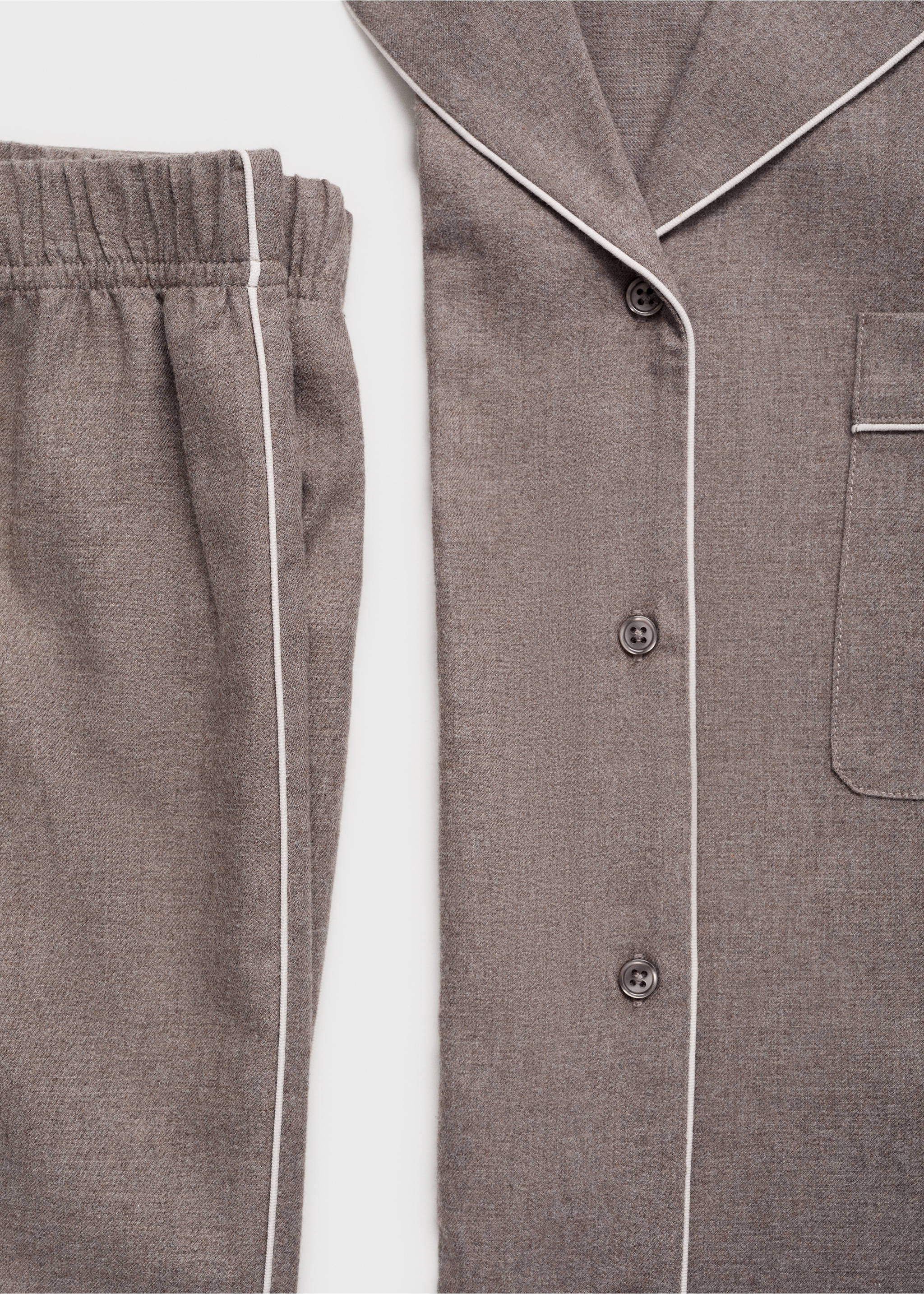 Cotton flannel shirt with contrasting piping - Details of the article 0, Medium Brown. Ref: 17097127-00.