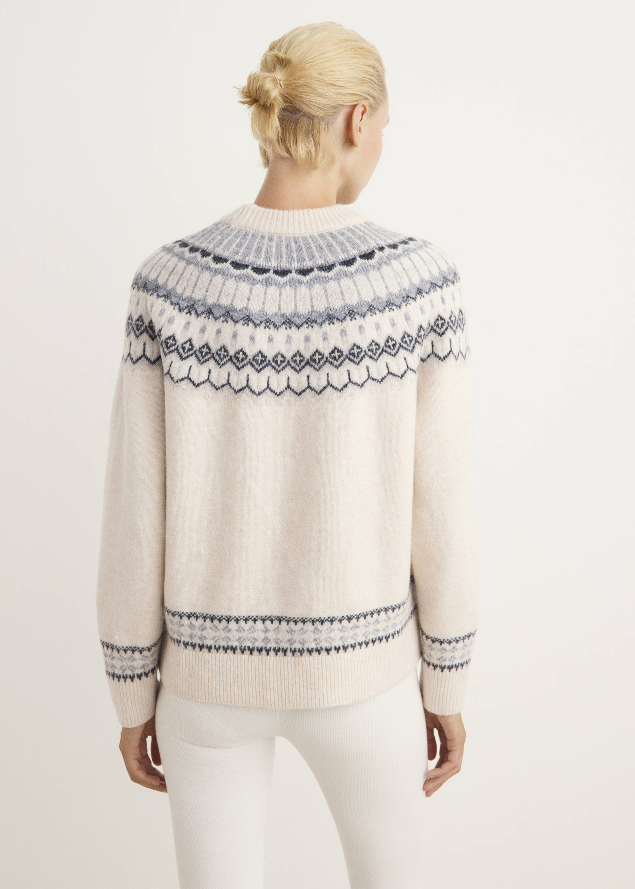 Žakárový svetr s kulatým výstřihem - Zadní strana zboží